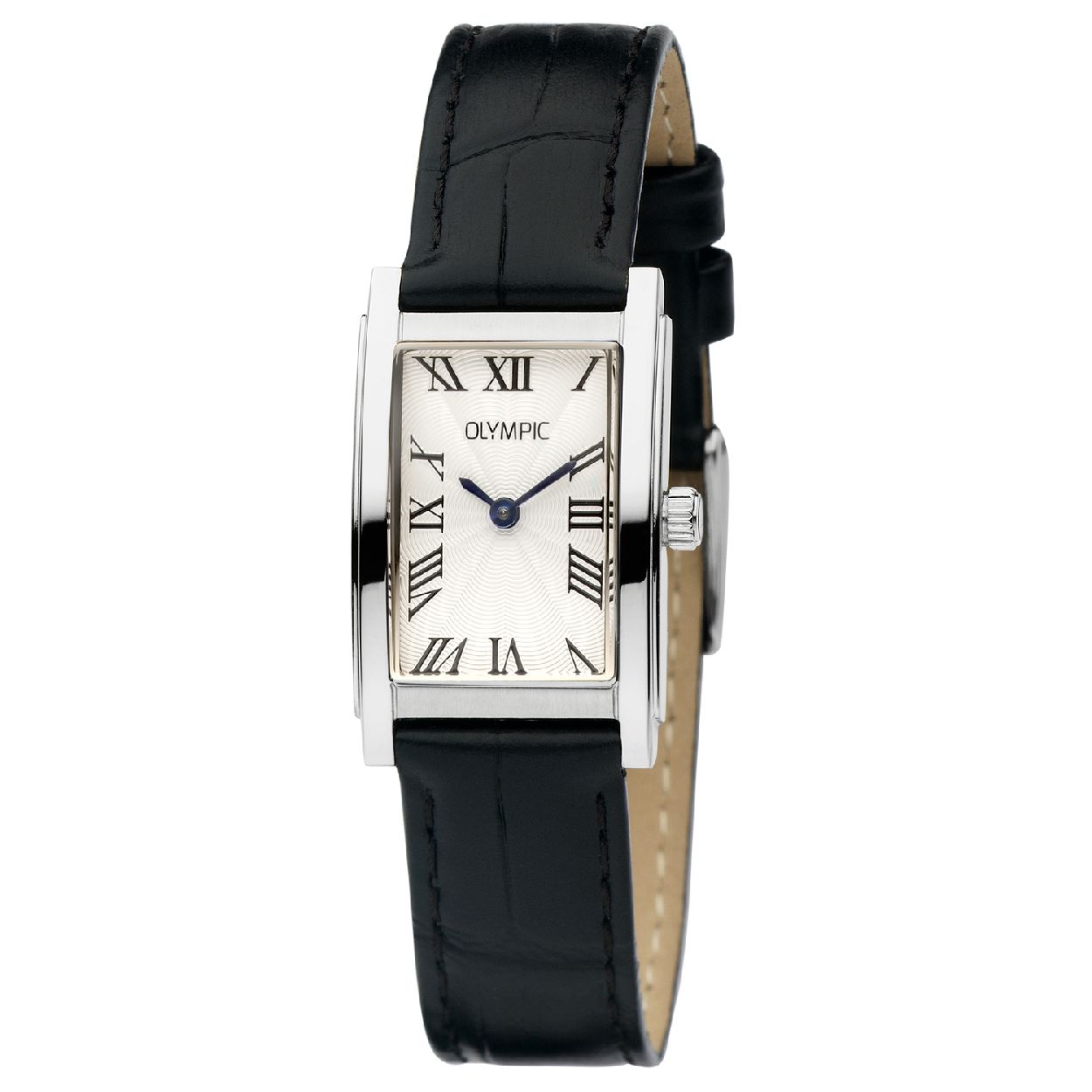 Olympic OL88DSL001 Milano Horloge - Leer - Zwart - 25mm

Producgtomschrijving
De OL88DSL001 uit de Milano serie van Olympic is een echte klassieker! De rechthoekige licht gebogen horlogekast en de bewerkte witte wijzerplaat met Romeinse index geven het horloge een chique uitstraling. Een verfrissend detail zijn de blauwe wijzers. Daarnaast heeft de zwarte leren horlogeband met krokoprint een hoogdraagcomfort, oftewel een uitstekende prijs-kwaliteitverhouding vind je bij Olympic!

Waterdichtheid 3 ATM
Dit horloge is bestand tegen blootstelling aan spatwater bij handenwassen, lichte regen of transpiratievocht.

Het merk
Een mooi horloge hoeft niet duur te zijn! Het Nederlandse horlogemerk Olympic levert stoere chronografen, slimline series, digitale uurwerken en elegante dameshorloges. De prijs-kwaliteitverhouding staat bij Olympic hoog in het vaandel met prijzen die uiteenlopen van � 34,95 tot en met � 139,00.

100% Nederlands ontwerp, waterdicht en standaard 3 jaar fabrieksgarantie.

Specificaties
- Rechthoekige kastvorm, 25mm
- Zilverkleurige stalen horlogekast
- Witte wijzerplaat
- Zwarte leren horlogeband
- 3 ATM (Regen- & spatwaterdicht)
- EAN: 8718465783520
- Standaard 3 jaar fabrieksgarantie
