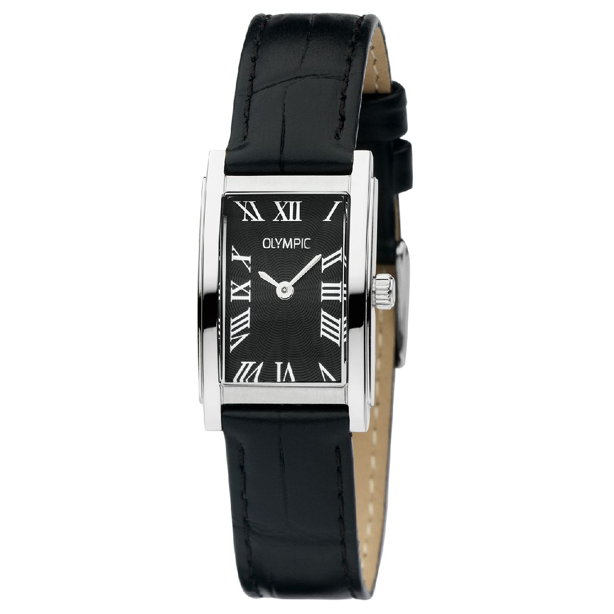 Olympic OL88DSL002 Milano Horloge - Leer - Zwart - 25mm

Producgtomschrijving
De OL88DSL002 uit de Milano serie van Olympic is een echte klassieker! De rechthoekige licht gebogen horlogekast en de bewerkte zwarte wijzerplaat met Romeinse index geven het horloge een chique uitstraling. De zwarte leren horlogeband met krokoprint heeft een hoogdraagcomfort, oftewel een uitstekende prijs-kwaliteitverhouding vind je bij Olympic!

Waterdichtheid 3 ATM
Dit horloge is bestand tegen blootstelling aan spatwater bij handenwassen, lichte regen of transpiratievocht.

Het merk
Een mooi horloge hoeft niet duur te zijn! Het Nederlandse horlogemerk Olympic levert stoere chronografen, slimline series, digitale uurwerken en elegante dameshorloges. De prijs-kwaliteitverhouding staat bij Olympic hoog in het vaandel met prijzen die uiteenlopen van � 34,95 tot en met � 139,00.

100% Nederlands ontwerp, waterdicht en standaard 3 jaar fabrieksgarantie.

Specificaties
- Rechthoekige kastvorm, 25mm
- Zilverkleurige stalen horlogekast
- Zwarte wijzerplaat
- Zwarte leren horlogeband
- 3 ATM (Regen- & spatwaterdicht)
- EAN: 8718465783537
- Standaard 3 jaar fabrieksgarantie
