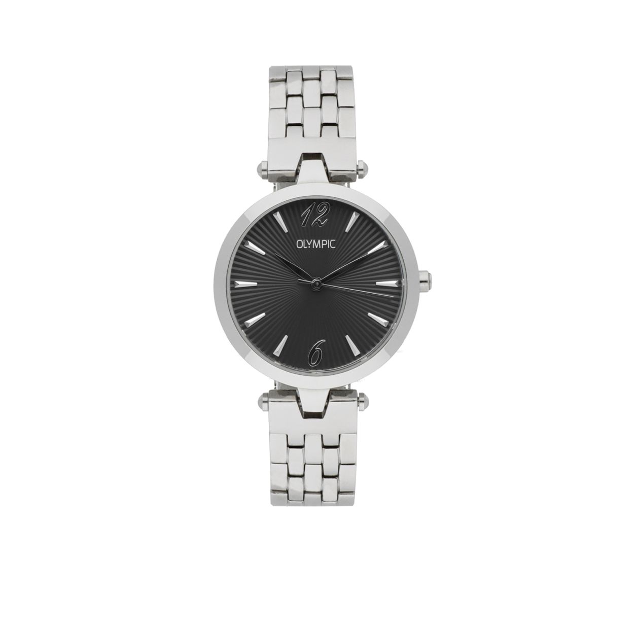 Dit zilverkleurige dames horloge is tijdloos en Elegant .

Specificaties
- Mineraalglas
- Ronde stalen horlogekast
- Diameter 32 mm
- Zwarte wijzerplaat
- Stalen horlogeband
- 5 ATM

Waterdichtheid 5 ATM
Dit horloge is bestand tegen water bij het zwemmen en douchen. Dit horloge is niet bestand tegen (grote) waterdruk dus je kunt er niet mee duiken.

Op alle horloges van Olympic zit standaard drie jaar fabrieksgarantie.