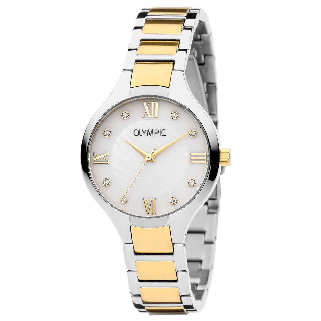 Olympic OL88DSS013B Capri Horloge - Staal - Goudkleurig - 32mm

Productomschrijving
Dit dameshorloge uit de Capri serie van Olympic doet ons verlangen naar tropische oorden. De parelmoeren wijzerplaat gecombineerd met kristalsteentjes straalt een en al luxe uit! De OL88DSS013B heeft een quartz uurwerk, een bicolor stalen horlogeband en is afgewerkt met mineraalglas. 

Waterdichtheid 5 ATM
Dit horloge is bestand tegen water bij het zwemmen en douchen. Dit horloge is niet bestand tegen (grote) waterdruk dus je kunt er niet mee duiken.

Het merk
Een mooi horloge hoeft niet duur te zijn! Het Nederlandse horlogemerk Olympic levert stoere chronografen, slimline series, digitale uurwerken en elegante dameshorloges. De prijs-kwaliteitverhouding staat bij Olympic hoog in het vaandel met prijzen die uiteenlopen van � 34,95 tot en met � 139,00.

100% Nederlands ontwerp, waterdicht en standaard 3 jaar fabrieksgarantie.

Specificaties
- Ronde kastvorm, 32mm
- Bicolor stalen horlogekast
- Parelmoer wijzerplaat
- Bicolor stalen horlogeband
- 5 ATM (Regen- & spatwaterdicht)
- EAN: 8718465766288
- Standaard 3 jaar fabrieksgarantie
