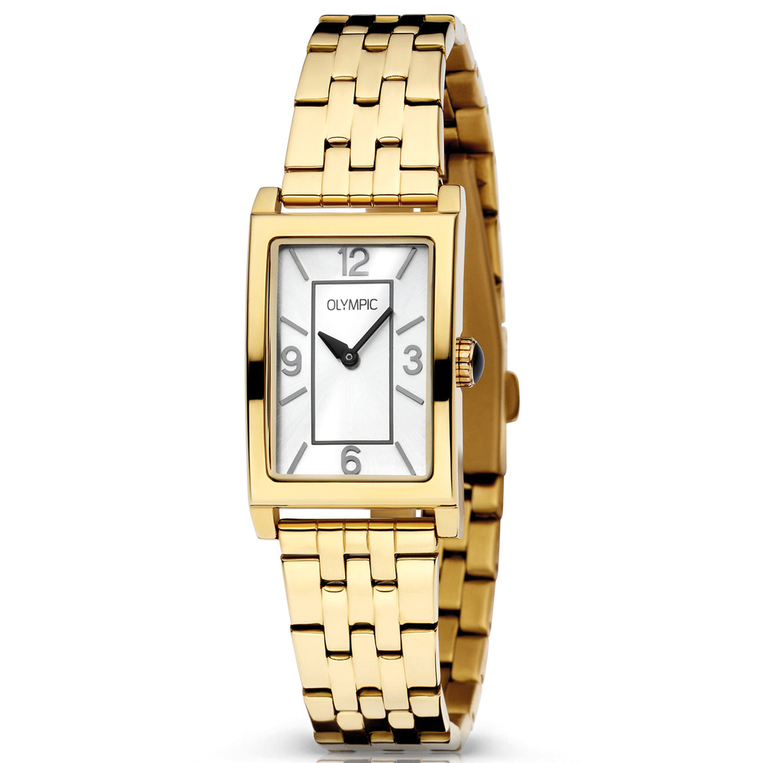Olympic OL89DDD009 MAXIMA Horloge - Goudkleurig - Bracelet - Zilver - 15x23mm
Dit unieke Olympic horloge met artikelnummer: OL89DDD009 is een chique dameshorloge. De goudkleurige rechthoekige kast heeft een strakke bezel en een zilverkleurige wijzerplaat. Op de wijzerplaat zijn de 3, 6, 9 en de 12 in arabische cijfers  duidelijk weergegeven en is een rechthoekig kader aangebracht, dit geeft het horloge een klassieke uitstraling. Aan de goudkleurige kast zit een goudkleurige schakelband met een vouwsluiting. Het horloge heeft een mineraalglas en is 5ATM.

Waterdichtheid 10ATM
Dit horloge is bestand tegen water bij het zwemmen en douchen. Dit horloge is niet bestand tegen (grote) waterdruk dus je kunt er niet mee duiken.
Waterdichtheid  5ATM
Dit horloge is regen en spatwaterdicht. Niet geschikt om mee te zwemmen en douchen.
Waterdichtheid 3ATM
Dit horloge is spatwaterdicht. Niet geschikt om mee te zwemmen en douchen.

Het merk:
Een mooi horloge hoeft niet duur te zijn! Het Nederlandse horlogemerk Olympic levert stoere chronografen, slimline series, digitale uurwerken en elegante dameshorloges. De prijs-kwaliteitverhouding staat bij Olympic hoog in het vaandel met prijzen die uiteenlopen van € 34,95 tot en met € 159,00.

100% Nederlands ontwerp, waterdicht en standaard 3 jaar fabrieksgarantie.

Specificaties:
- Rechthoekige kast 15x23mm
- Stalen horlogekast
- Zilverkleurige wijzerplaat
- Stalen schakelband
- 5ATM 
- Standaard 3 jaar fabrieksgarantie
- Mineraalglas