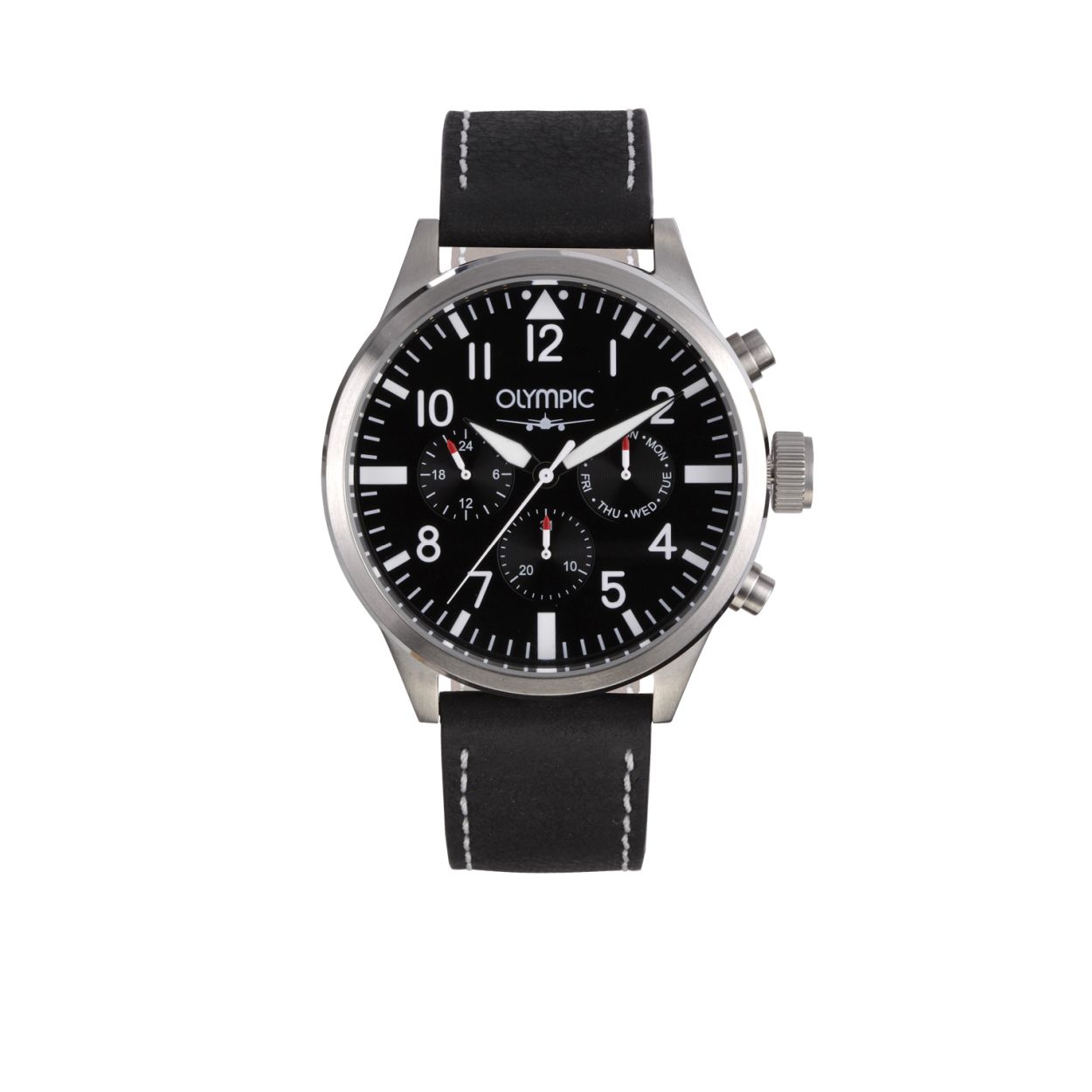 Bestel nu de Olympic OL89HSL041 in onze veilige webshop. Dit Olympic herenhorloge heeft een band van bruin leder en een kast van edelstaal. De Olympic Multifunction OL89HSL042 heeft met 46 mm. een mooi formaat en wordt afgemaakt met een beige gekleurde wijzerplaat. Het materiaal glas van dit uurwerk is mineraal glas, en het horloge is 5 ATM (douchen) waterdicht.