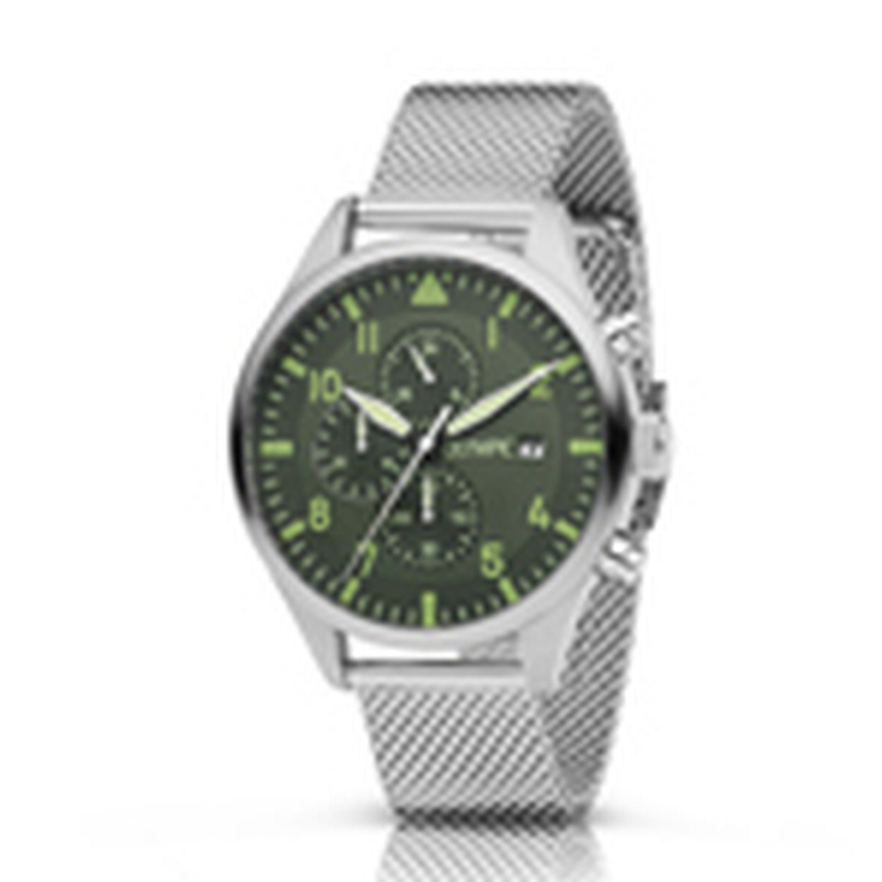 Olympic OL89HSS046 RALLY - Horloge - Staal - Milanees - Groen - 44mm
Dit unieke Olympic horloge met artikelnummer OL89HSS046 is een sportief/klassiek herenhorloge. De zilverkleurige stalen kast heeft een groene wijzerplaat met chronograaf en een datum. De uurs-aanduiding is opvallend door de lumibrite strepen cijfers en wijzers. Aan het horloge zit een zilverkleurige milanese band met klepsluiting. Het horloge heeft een mineraalglas een afmeting van 44mm en is 5 ATM.

Waterdichtheid 5 ATM
Dit horloge is bestand tegen water bij het zwemmen en douchen. Dit horloge is niet bestand tegen (grote) waterdruk dus je kunt er niet mee duiken.

Het merk
Een mooi horloge hoeft niet duur te zijn! Het Nederlandse horlogemerk Olympic levert stoere chronografen slimline series digitale uurwerken en elegante dameshorloges. De prijs-kwaliteitverhouding staat bij Olympic hoog in het vaandel met prijzen die uiteenlopen van � 3495 tot en met � 13900.

100% Nederlands ontwerp waterdicht en standaard 3 jaar fabrieksgarantie.

Specificaties
- Zilverkleurige horlogekast
- Groene wijzerplaat
- Milanese band
- 5 ATM (Regen- & spatwaterdicht)
- Standaard 3 jaar fabrieksgarantie
- Mineraalglas                                    
