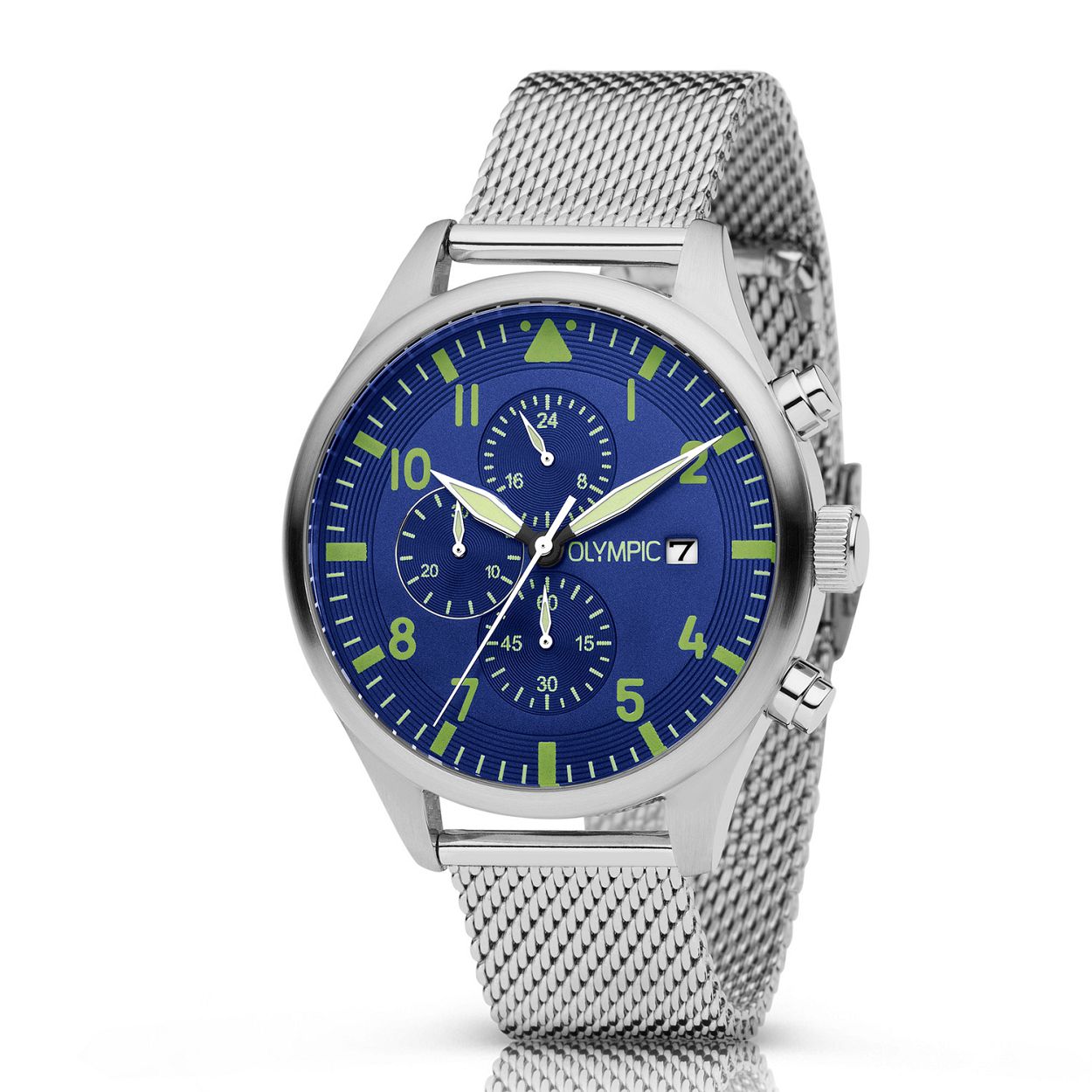 Olympic OL89HSS047 RALLY - Horloge - Staal - Milanees - Blauw - 44mm
Dit unieke Olympic horloge met artikelnummer: OL89HSS047 is een sportief/klassiek herenhorloge. De zilverkleurige stalen kast heeft een blauwe wijzerplaat met chronograaf en een datum. De uurs-aanduiding is opvallend door de lumibrite strepen, cijfers en wijzers. Aan het horloge zit een zilverkleurige milanese band met klepsluiting. Het horloge heeft een mineraalglas, een afmeting van 44mm en is 5 ATM.

Waterdichtheid 5 ATM
Dit horloge is bestand tegen water bij het zwemmen en douchen. Dit horloge is niet bestand tegen (grote) waterdruk dus je kunt er niet mee duiken.

Het merk:
Een mooi horloge hoeft niet duur te zijn! Het Nederlandse horlogemerk Olympic levert stoere chronografen, slimline series, digitale uurwerken en elegante dameshorloges. De prijs-kwaliteitverhouding staat bij Olympic hoog in het vaandel met prijzen die uiteenlopen van € 34,95 tot en met € 139,00.

100% Nederlands ontwerp, waterdicht en standaard 3 jaar fabrieksgarantie.

Specificaties:
- Zilverkleurige horlogekast
- Blauwe wijzerplaat
- Milanese band
- 5 ATM (Regen- & spatwaterdicht)
- Standaard 3 jaar fabrieksgarantie
- Mineraalglas