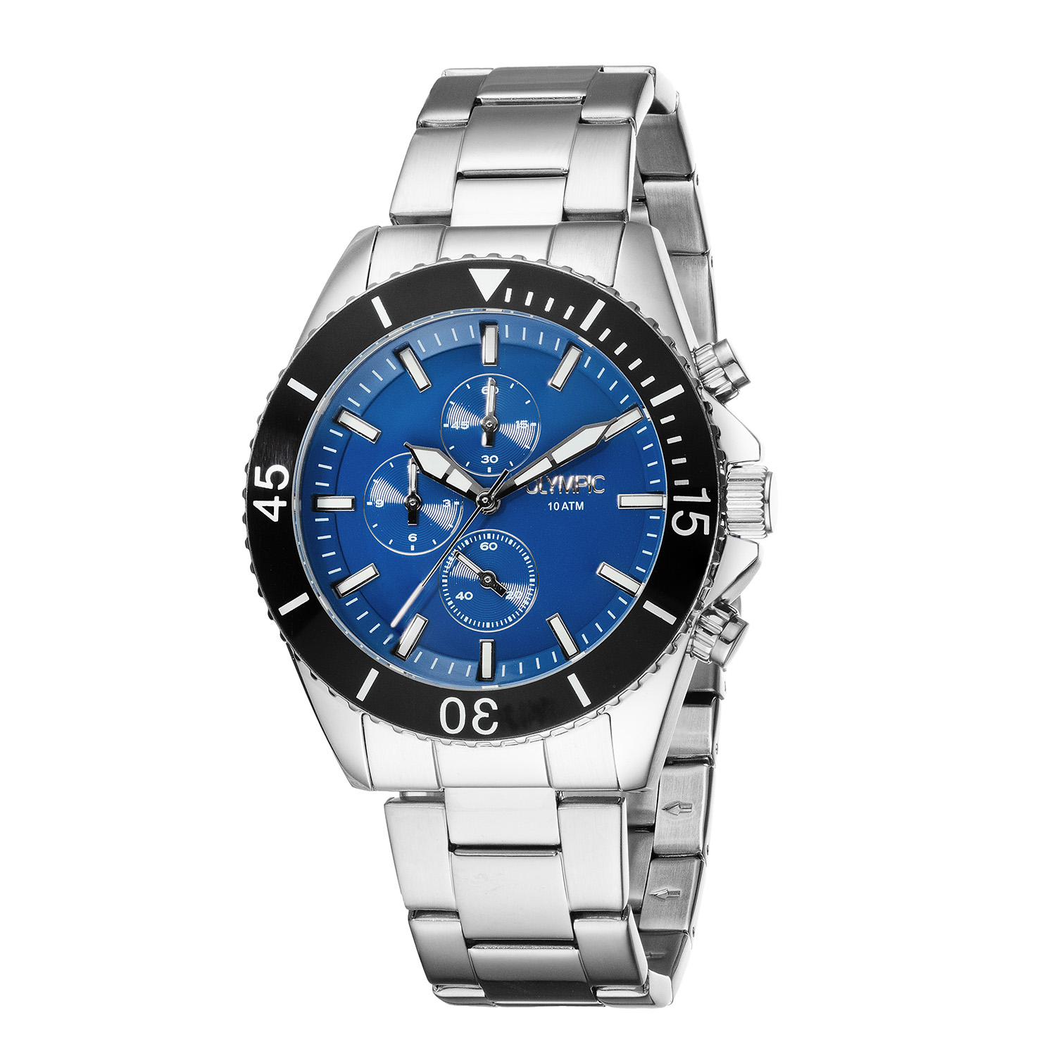 Olympic OL89HSS058 Paul Horloge Heren Staal 43mm 
Dit unieke Olympic horloge met artikelnummer: OL89HSS058 is een heren horloge met een stoere uitstraling. De stalen kast heeft een bewerkte bezel en een blauwe wijzerplaat met een chronograaf. De uursaanduiding is opvallend door de lumibrite strepen en wijzers. Dit geeft het horloge een stoer uiterlijk. Aan de stalen kast zit een stalen mat glimmende schakelband met een vouwsluiting. Het horloge heeft een mineraalglas, een doorsnee van 43mm en is 10ATM.

Waterdichtheid 10ATM
Dit horloge is bestand tegen water bij het zwemmen en douchen. Dit horloge is niet bestand tegen (grote) waterdruk dus je kunt er niet mee duiken.

Het merk:
Een mooi horloge hoeft niet duur te zijn! Het Nederlandse horlogemerk Olympic levert stoere chronografen, slimline series, digitale uurwerken en elegante dameshorloges. De prijs-kwaliteitverhouding staat bij Olympic hoog in het vaandel met prijzen die uiteenlopen van € 34,95 tot en met € 159,00.

100% Nederlands ontwerp, waterdicht en standaard 3 jaar fabrieksgarantie.

Specificaties:
- Ronde kast Ø 43mm
- Stalen horlogekast
- Blauwe wijzerplaat
- Stalen schakelband
- 10ATM 
- Standaard 3 jaar fabrieksgarantie
- Mineraalglas