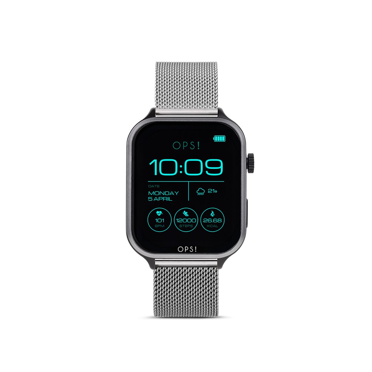 Deze zilverkleurige OPS! Smartwatch Call Max Amoled Mesh heeft een schitterende 1,3 inch Amoled-scherm en handige belfunctionaliteiten. Het meshbandje geeft een luxe uitstraling. Draag de smartwatch dagelijks als stijlvol accessoire of tijdens het sporten voor handige functies. Verbind met je smartphone voor notificaties en meer. Het is de perfecte mix van stijl en functionaliteit. Bestel nu en maak een statement!