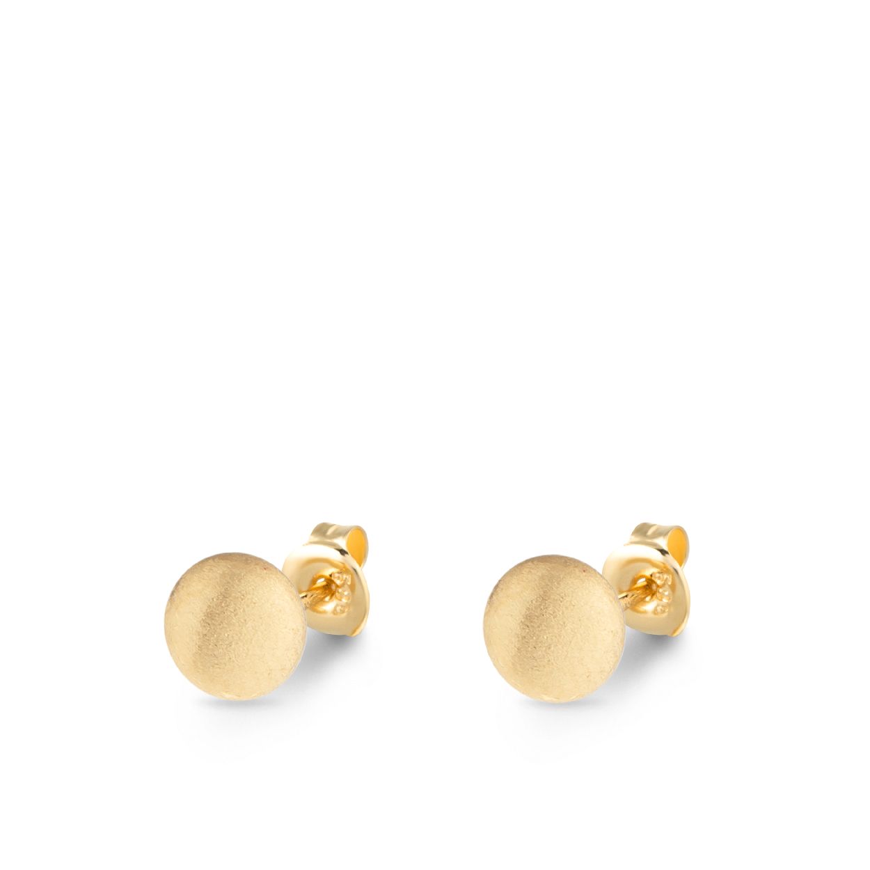 18 kt mat gouden oorstekers van Italo Bottene
De oorstekers hebben een ronde vorm van 8mm diamter