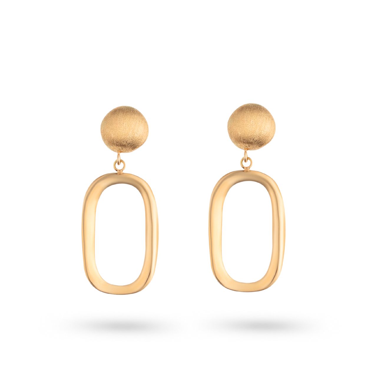 18 kt geel gouden oorhangers van Italo Bottene
Prachtige combinatie van mat en blinkend goud.