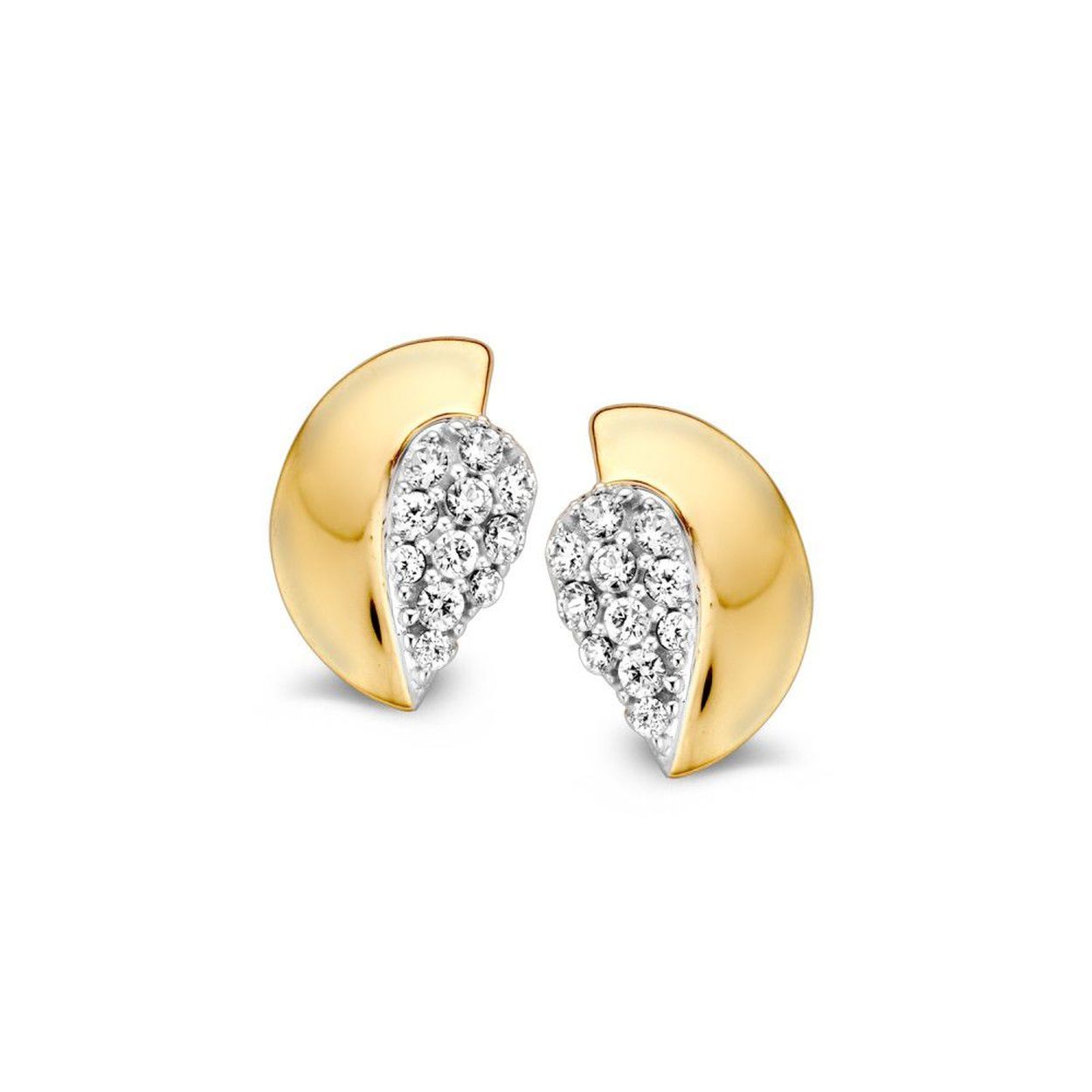 Luxe gouden oorstekers met pavé gezette zirkonia's 