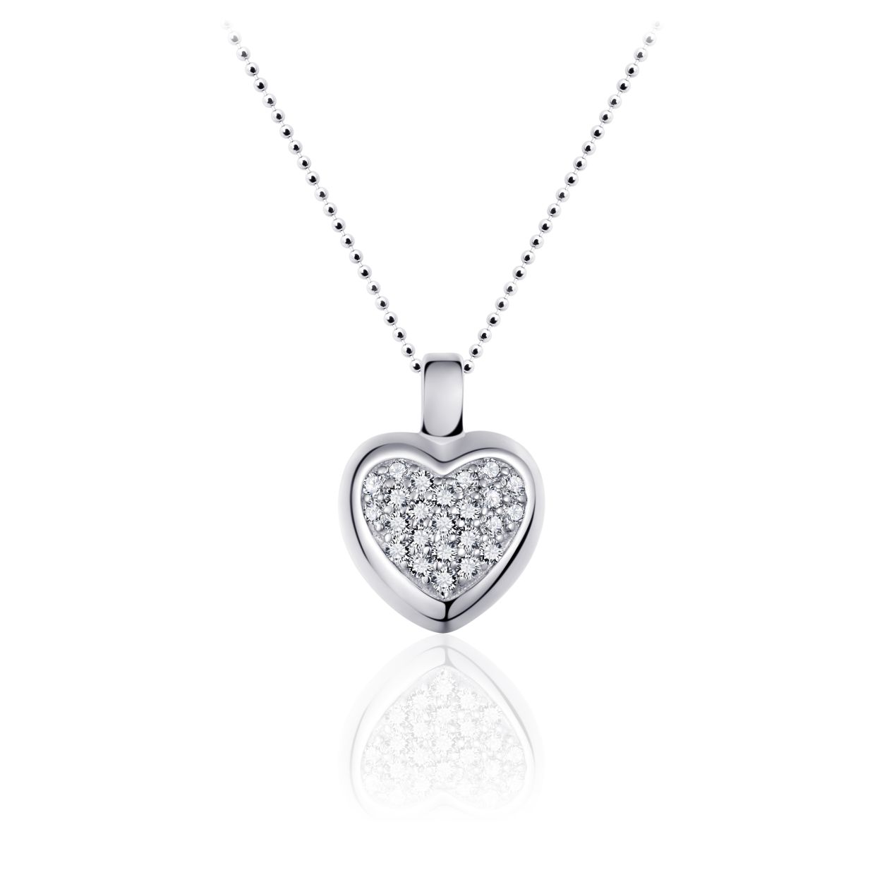 Zilveren hanger hart met zirkonia's