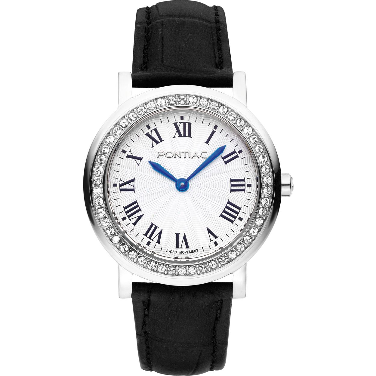 Dit dameshorloge is van het merk Pontiac. Het is een horloge gemaakt van edelstaal. De diameter van de kast is34 mm.
De verdere specificaties van het horloge zijn als volgt:
Glassoort: saffier kristal
Kastmateriaal: edelstaal
Waterdichtheid: 5 ATM
Techniek: quartz
Kastvorm: Rond
Kastkleur: Zilver
Bandmateriaal: Leer
Bandkleur: Zwart
Wijzerplaatkleur: Wit