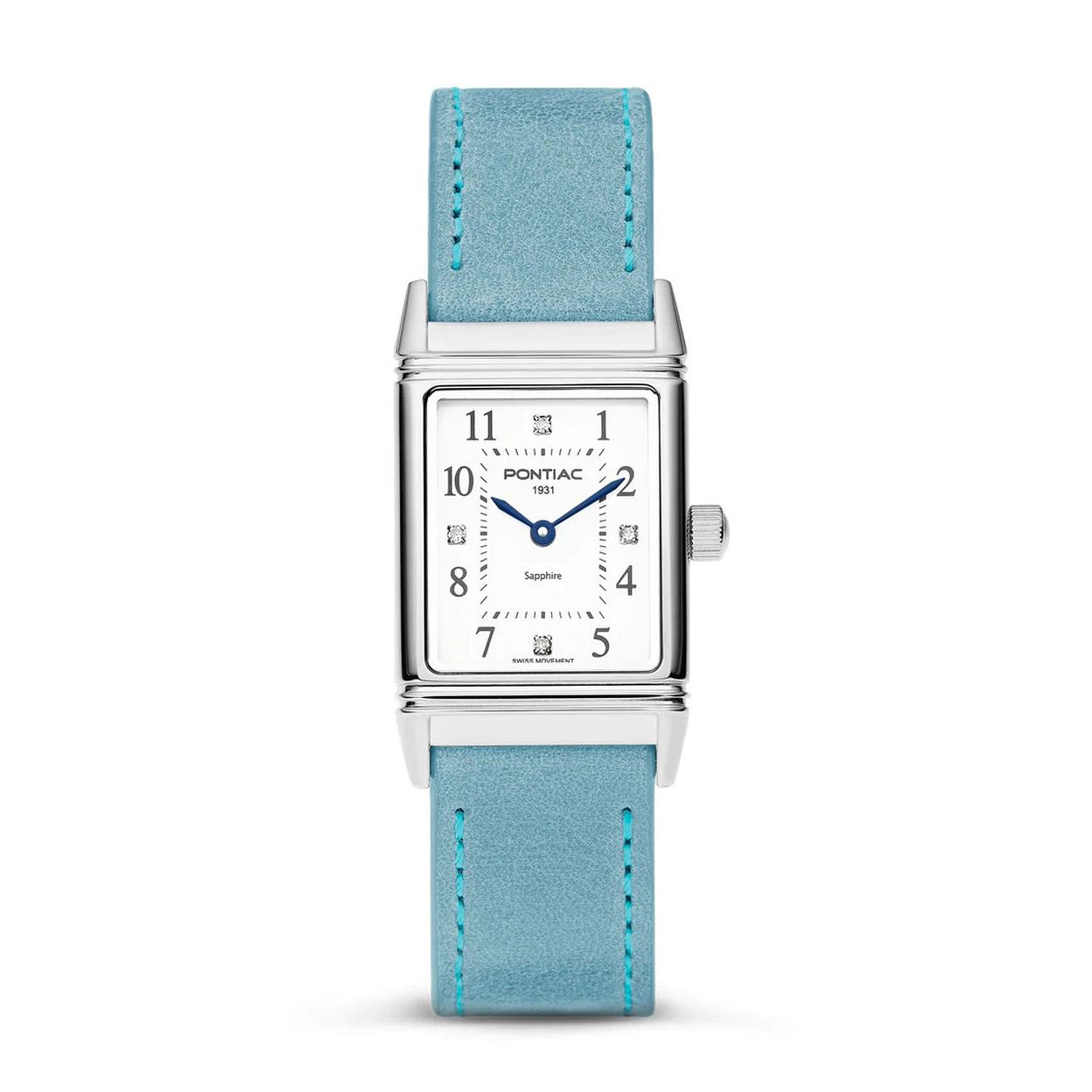Dit dameshorloge is van het merk Pontiac. Het is een horloge gemaakt van edelstaal. De diameter van de kast is36.
De verdere specificaties van het horloge zijn als volgt:
Glassoort: saffier
Bandmateriaal: Leer
Bandkleur: Blauw
Kastkleur: Zilver
Kastvorm: Rechthoek
Wijzerplaatkleur: Wit
Waterdichtheid: 5