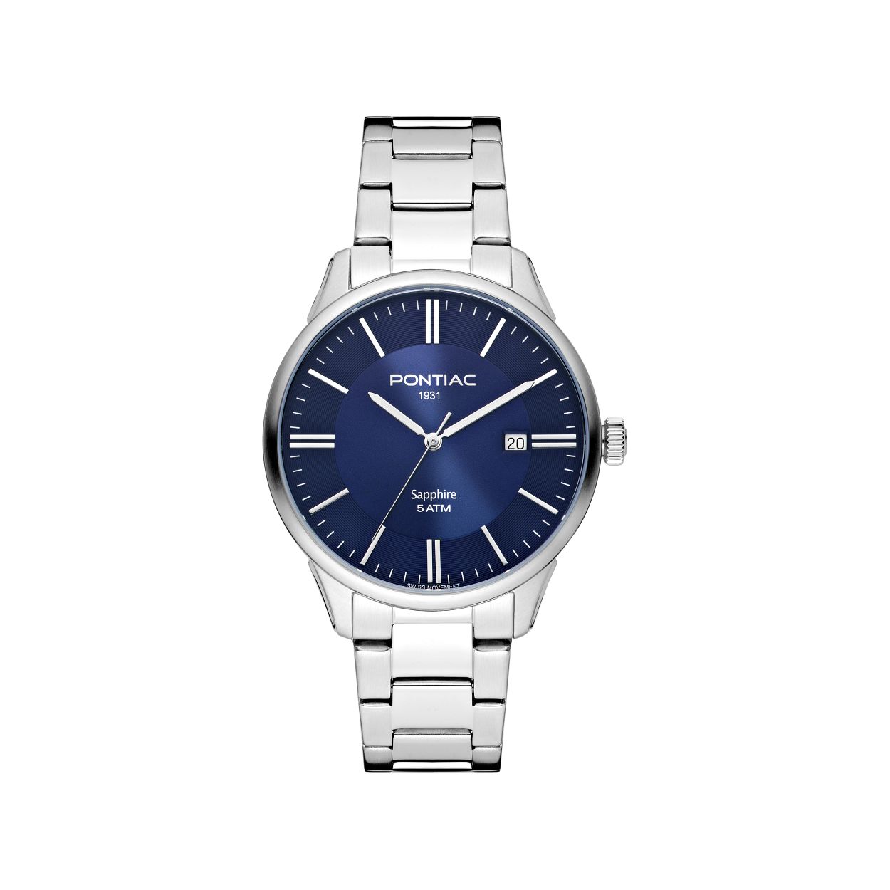 Dit herenhorloge is van het merk Pontiac. Het is een horloge gemaakt van edelstaal. De diameter van de kast is42 mm.
De verdere specificaties van het horloge zijn als volgt:
Glassoort: saffier kristal
Kastmateriaal: edelstaal
Waterdichtheid: 5 ATM
Techniek: quartz
Kastvorm: Rond
Kastkleur: Zilver
Bandmateriaal: Edelstaal
Bandkleur: Zilver
Wijzerplaatkleur: Blauw