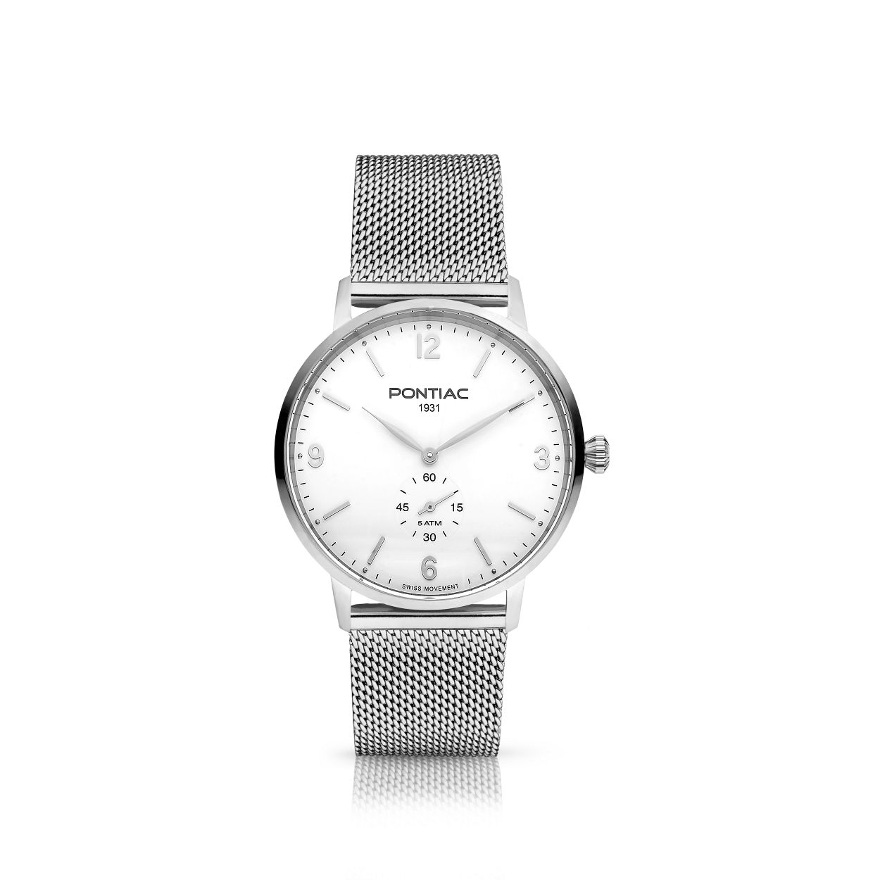 Dit herenhorloge is van het merk Pontiac. Het is een horloge gemaakt van edelstaal. De diameter van de kast is40 mm.
De verdere specificaties van het horloge zijn als volgt:
Glassoort: saffier kristal
Kastmateriaal: edelstaal
Waterdichtheid: 5 ATM
Techniek: quartz
Kastvorm: Rond
Kastkleur: Zilver
Bandmateriaal: Metaal
Bandkleur: Zilver
Wijzerplaatkleur: Wit