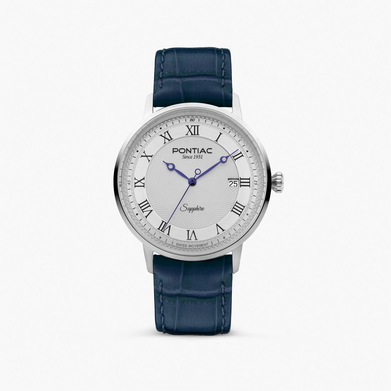 Dit herenhorloge is van het merk Pontiac. Het is een horloge gemaakt van edelstaal. De diameter van de kast is40 mm.
De verdere specificaties van het horloge zijn als volgt:
Glassoort: saffier kristal
Kastmateriaal: edelstaal
Waterdichtheid: 5 ATM
Techniek: quartz
Kastvorm: Rond
Kastkleur: Zilver
Bandmateriaal: Leer
Bandkleur: Blauw
Wijzerplaatkleur: Grijs