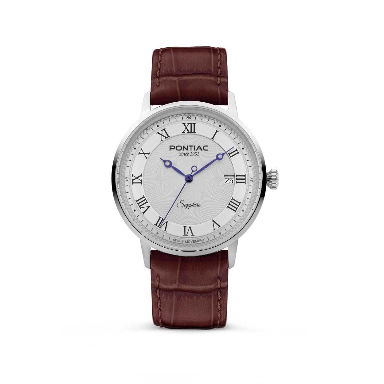 Dit herenhorloge is van het merk Pontiac. Het is een horloge gemaakt van edelstaal. De diameter van de kast is40 mm.
De verdere specificaties van het horloge zijn als volgt:
Glassoort: saffier kristal
Kastmateriaal: edelstaal
Waterdichtheid: 5 ATM
Techniek: quartz
Kastvorm: Rond
Kastkleur: Zilver
Bandmateriaal: Leer
Bandkleur: Bruin
Wijzerplaatkleur: Grijs