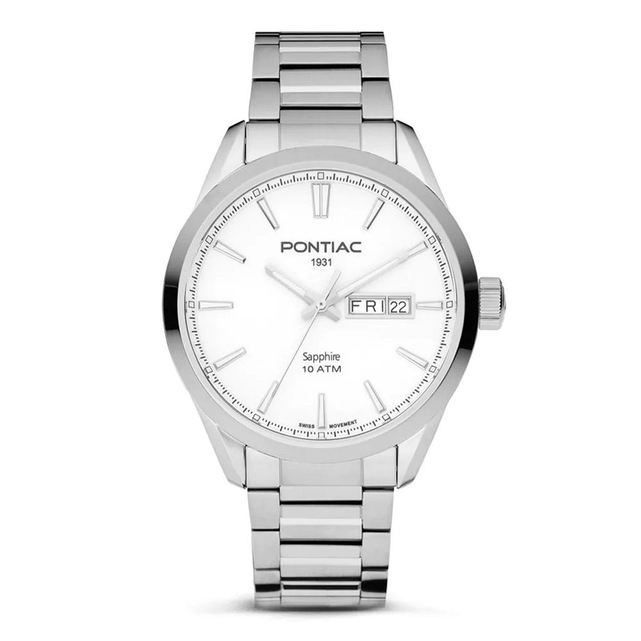 Dit herenhorloge is van het merk Pontiac. Het is een horloge gemaakt van edelstaal. De diameter van de kast is42.
De verdere specificaties van het horloge zijn als volgt:
Glassoort: saffier
Bandmateriaal: Edelstaal
Bandkleur: Zilver
Kastkleur: Zilver
Kastvorm: Rond
Wijzerplaatkleur: Wit
Waterdichtheid: 10