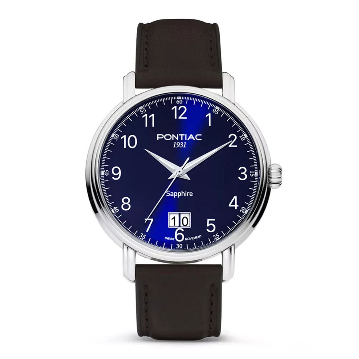 Dit herenhorloge is van het merk Pontiac. Het is een horloge gemaakt van edelstaal. De diameter van de kast is41.
De verdere specificaties van het horloge zijn als volgt:
Glassoort: saffier
Bandmateriaal: Leer
Bandkleur: Bruin
Kastkleur: Zilver
Kastvorm: Rond
Wijzerplaatkleur: Blauw
Waterdichtheid: 5