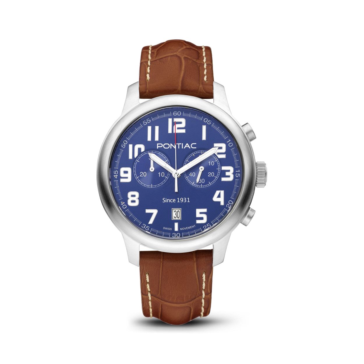 Dit herenhorloge is van het merk Pontiac. Het is een horloge gemaakt van edelstaal. De diameter van de kast is43 mm.
De verdere specificaties van het horloge zijn als volgt:
Glassoort: saffier kristal
Kastmateriaal: edelstaal
Waterdichtheid: 5 ATM
Techniek: quartz
Kastvorm: Rond
Kastkleur: Zilver
Bandmateriaal: Leer
Bandkleur: Bruin
Wijzerplaatkleur: Blauw