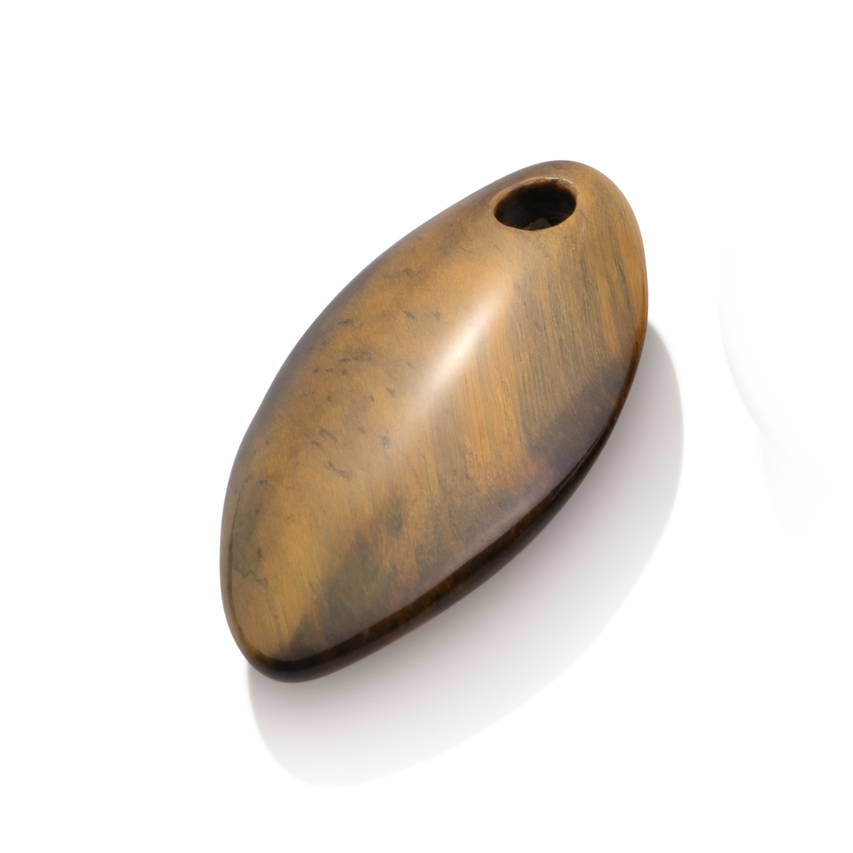 Sparkling Jewels. Pendant Gemstone. Polished Leaf Tiger Eye. 33mm