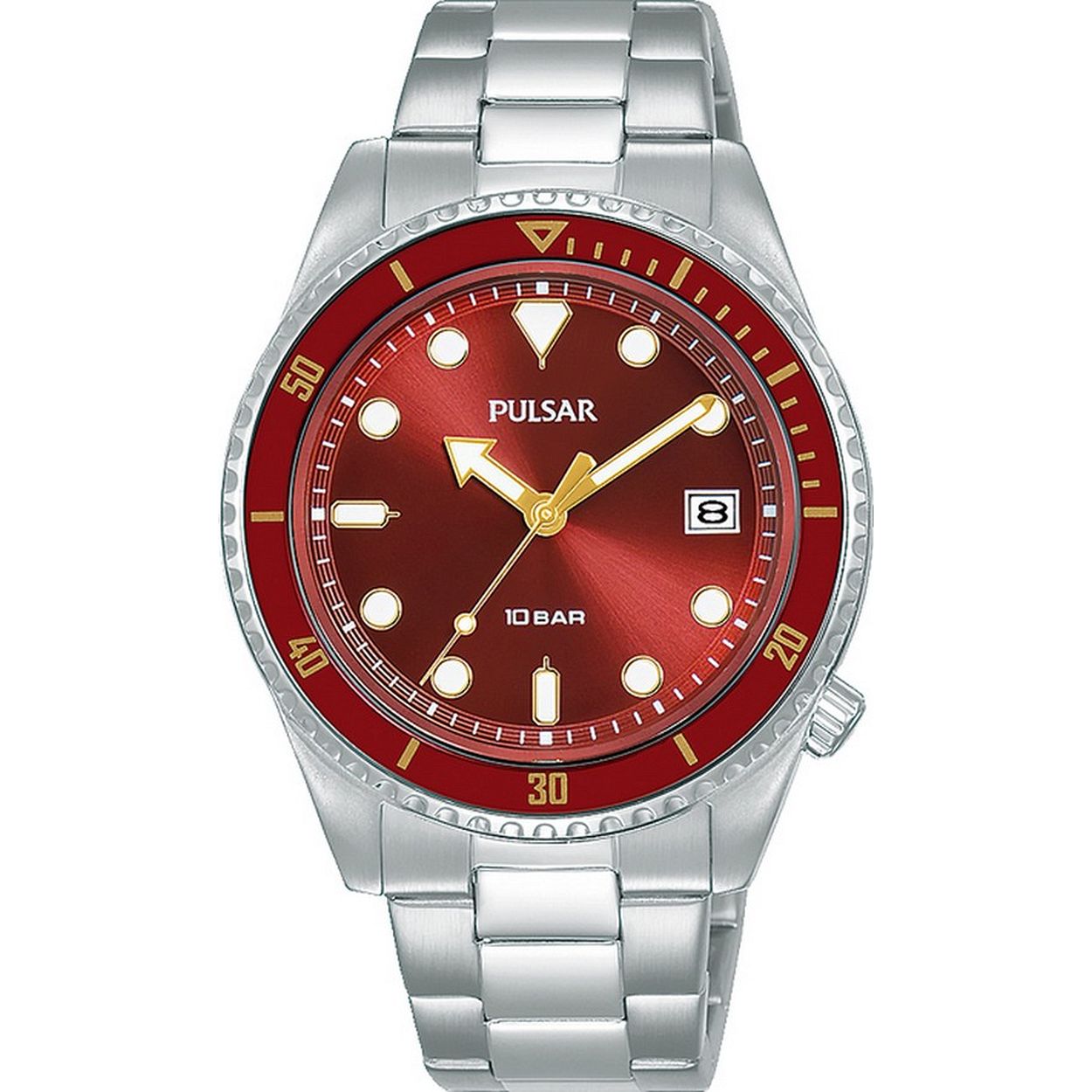 Pulsar PG8335X1 horloge beschikt over een quartz uurwerk en een prachtige zilverkleurige band. De kleur van de kast van dit dameshorloge is zilverkleurig. Het glas van dit horloge is gemaakt van een sterk hardlex mineraal glas glas. Dit prachtige horloge van Pulsar is gemaakt van staal.Met een kastgrootte van 36 mm en een dikte van 10,2 mm past dit horloge u vast leuk. De wijzerplaat is in de kleur rood.