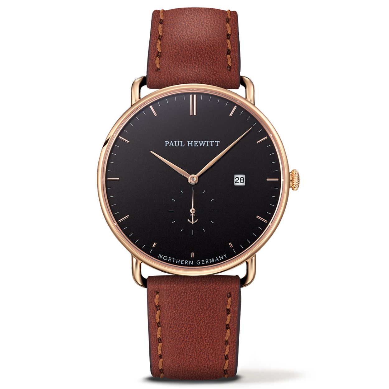 PAUL HEWITT The Grand Atlantic zwart Sea goud leer bruin 42mm