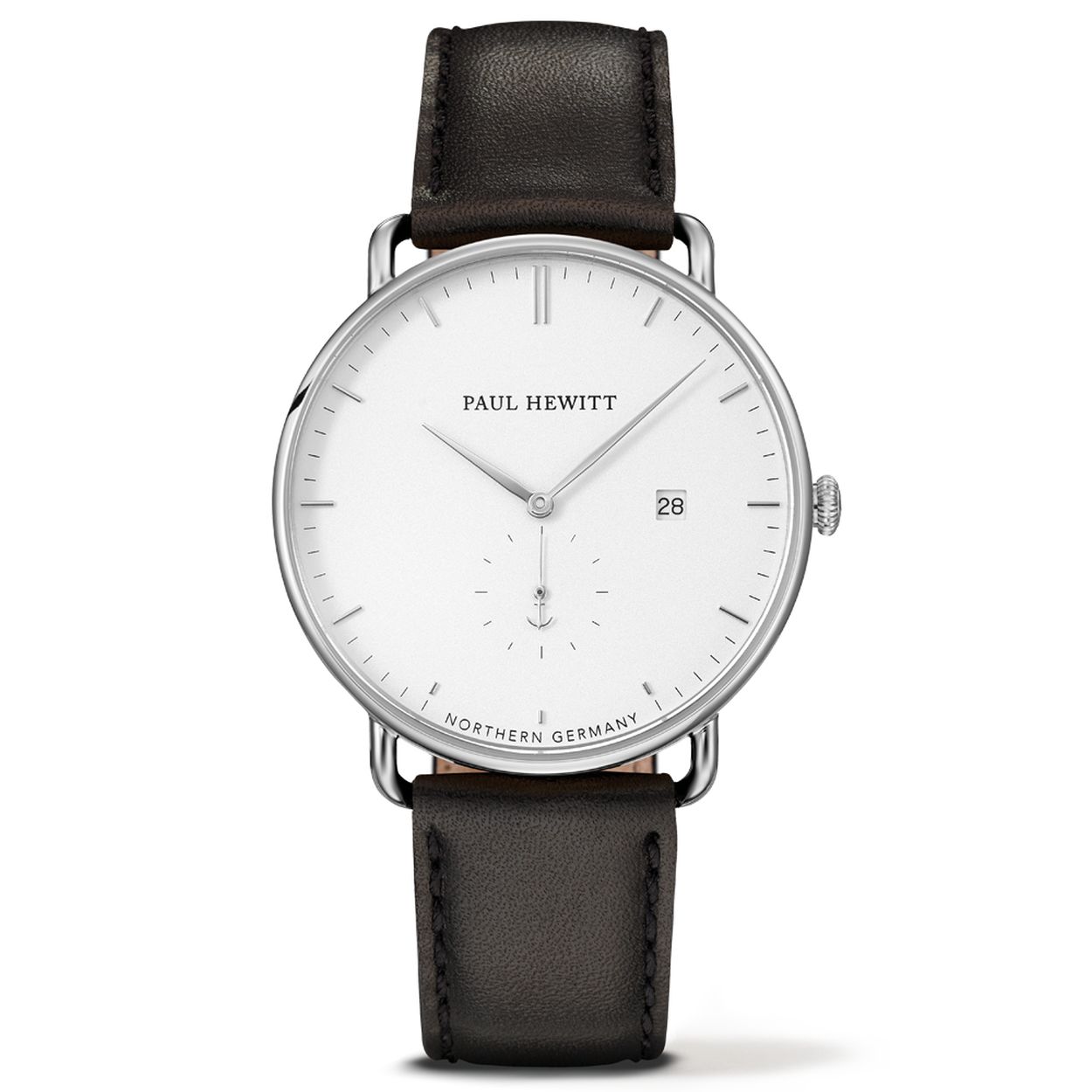PAUL HEWITT The Grand Atlantic wit zand SS leer zwart 42mm