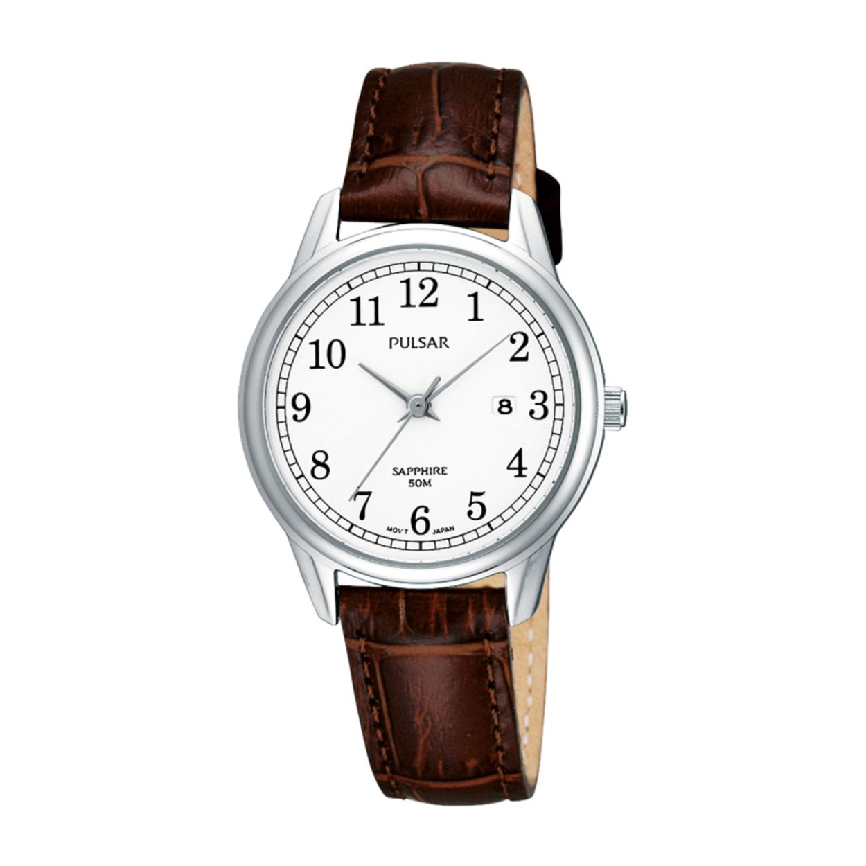 Dit dameshorloge is van het merk Pulsar. Het is een analoog horloge gemaakt van leer. De diameter van de kast is 30 mm en de kast is 7 mm dik.
De verdere specificaties van het horloge zijn als volgt:
Glassoort: saffier glas
Bandbreedte: 13.5
Kastmateriaal: staal
Waterdichtheid: 5 ATM
Techniek: quartz