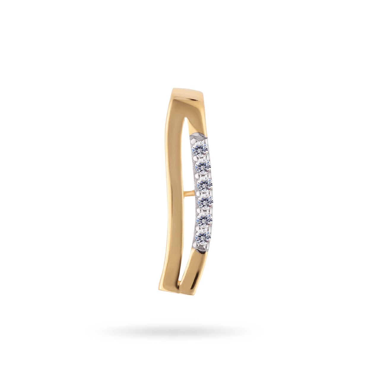 Dit is een hanger van het merk Swing Jewels. De kleur van het sieraad is geelgoud. Dit sieraad bevat de edelsteen: zirconia. De kleur van deze edelsteen is: wit.