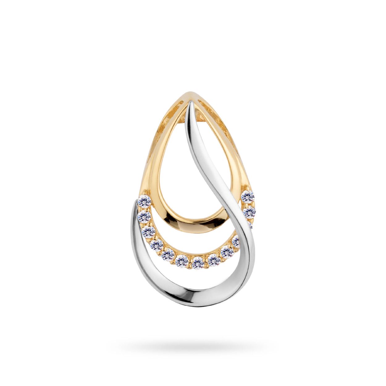 Dit is een hanger van het merk Swing Jewels. De kleur van het sieraad is wit en geelgoud. Dit sieraad bevat de edelsteen: zirconia. De kleur van deze edelsteen is: wit.