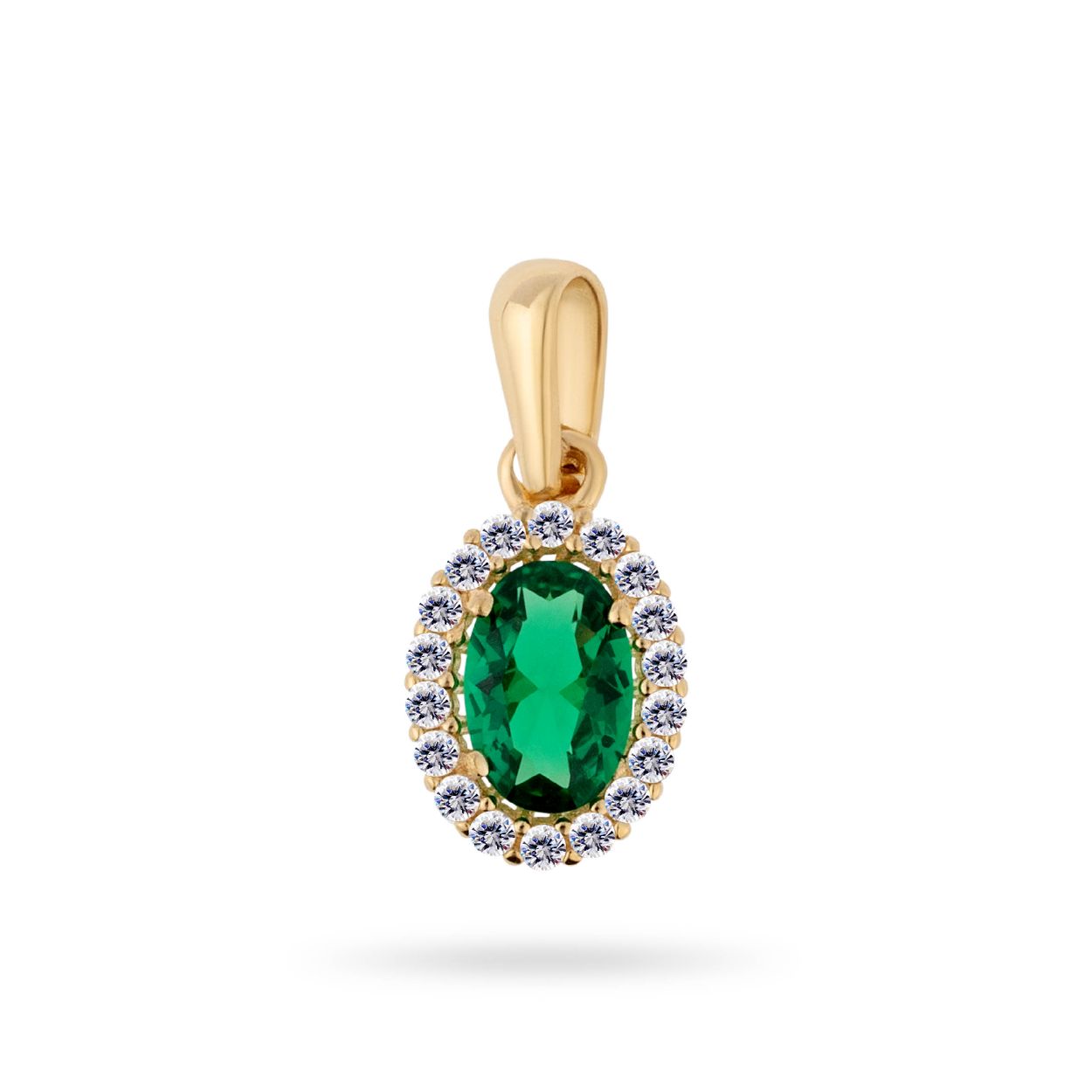 Dit is een hanger van het merk Swing Jewels. De kleur van het sieraad is geelgoud. Dit sieraad bevat de edelsteen: zirconia. De kleur van deze edelsteen is: groen.