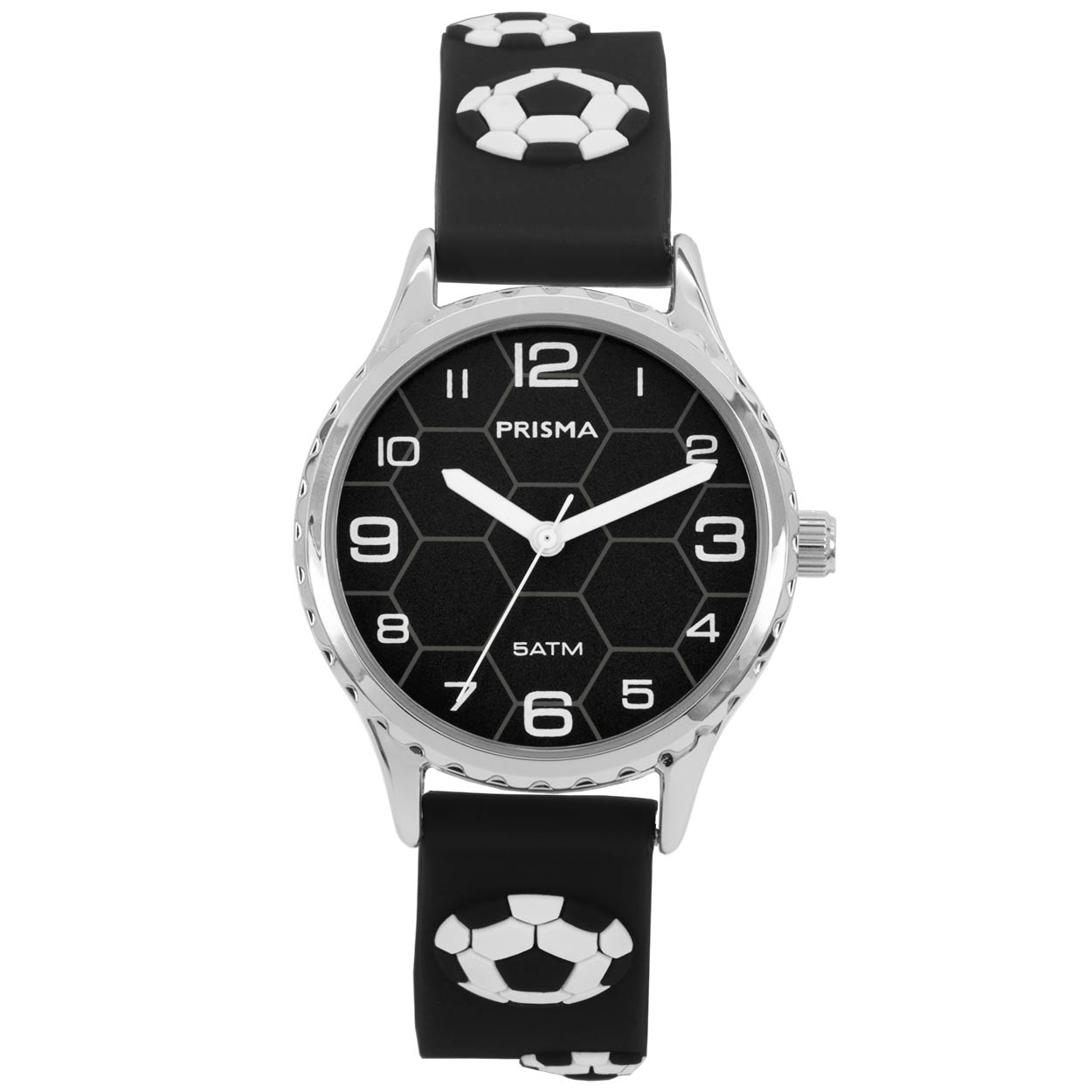 Prisma horloge 350 jongens kunststof 5 ATM 

Algemeen
Geslacht: jongens
Model: CW.350

Voordelen
- band plastic/silicone zwart
- wijzerplaat zwart met witte cijfers (arabisch)
- duidelijke tijdsweergave
- spat waterdicht: handenwassen, regen
- quartz
- maat kast 30mm (breedte) 8,5mm (dikte)