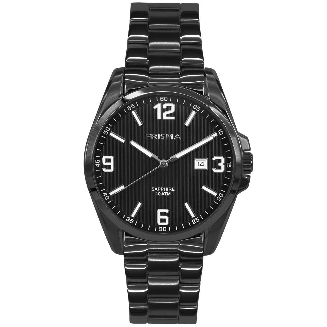 Prisma Horloge P1148 Heren ShockProof Solid Edelstaal

Voordelen
- band edelstaal zwart
- wijzerplaat zwart met zilvere cijfers (arabisch)
- boven gem. waterdicht: zwemmen/duiken
- glas is zeer krasvast
- ook voor brede pols (max. 231 mm)
-datum
- duidelijke tijdsweergave
- quartz
- maat kast 40mm (breedte) 9mm (dikte)

Met de Pattern Solid brengt Prisma opnieuw een kwaliteitshorloge op de markt. Dankzij de schuifbare sluiting zal de horlogeband niet losbreken bij hoge spanning. Ook is het horloge voorzien van krasvrij saffierglas en gemaakt van solid edelstaal. Naast de kroonbeschermer is ook het uurwerk schokbestendig. Dankzij de 10 ATM waterdichtheid zijn vochtproblemen verleden tijd. Dit Prisma horloge voldoet dus aan dehoogste kwaliteitsnormen. Een schitterend herenhorloge voor elke gelegenheid.

