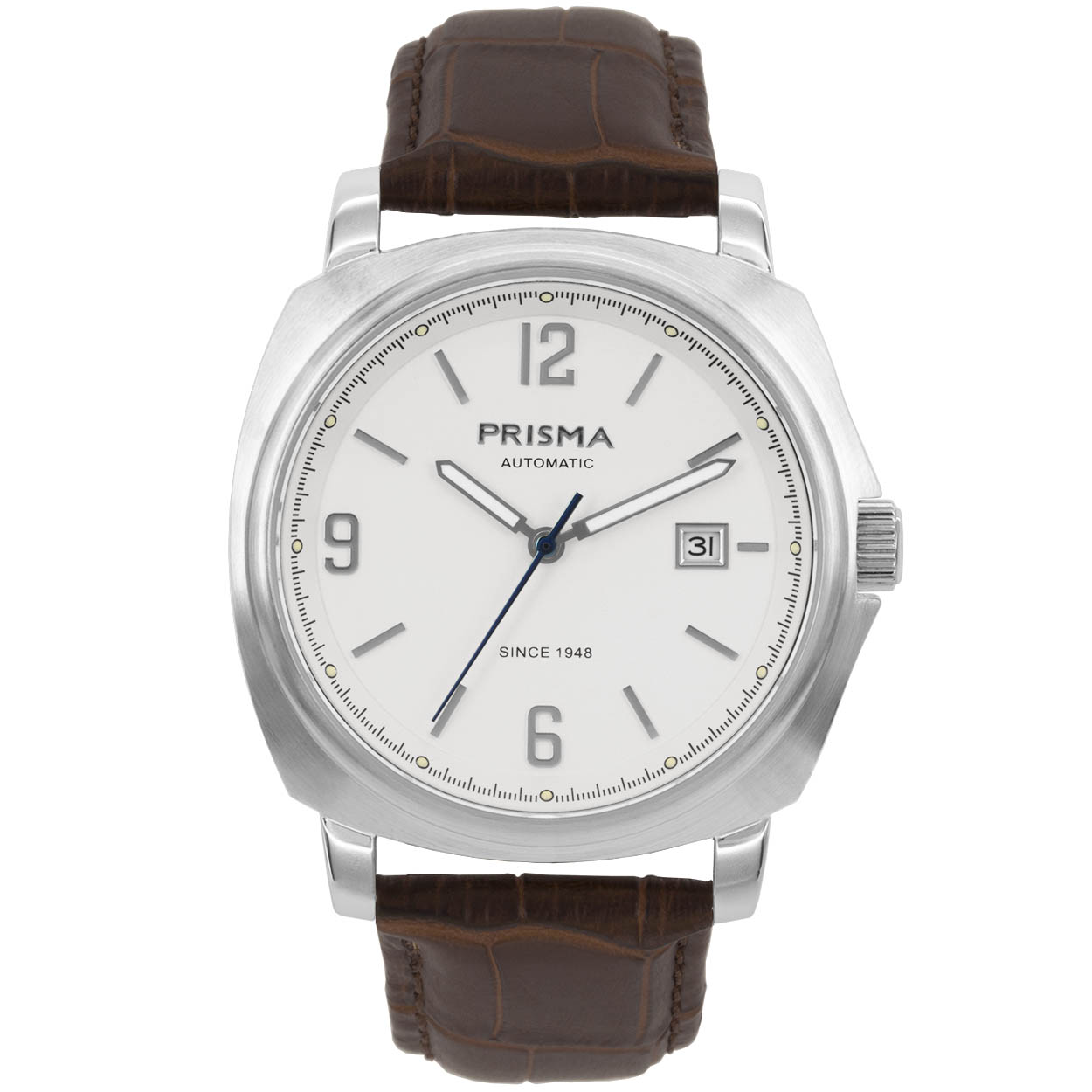 Prisma horloge 1316 heren edelstaal saffierglas 10 ATM 

Algemeen
Geslacht: heren
Model: P.1316

Voordelen
- bewegingsenergie
- band echt leer bruin (bruin kleurig stiksel)
- wijzerplaat wit met zilvere cijfers (arabisch)
- boven gem. waterdicht: zwemmen/duiken
- glas is zeer krasvast
- wijzers lichten op in donker
- vierkant design
- maat kast 41mm (breedte) 12,2mm (dikte)

