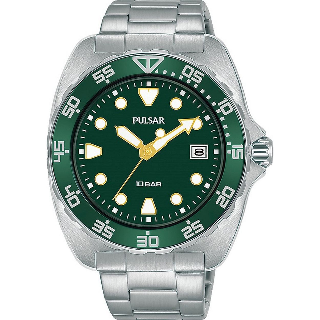 Dit mooie Pulsar Heren horloge PS9681X1 voor heren.

Het horloge heeft een quartz uurwerk. De wijzerplaat is groen en is afgedekt met hardlex. De band is gemaakt van rvs. Van dit horloge heb je jarenlang draagplezier!