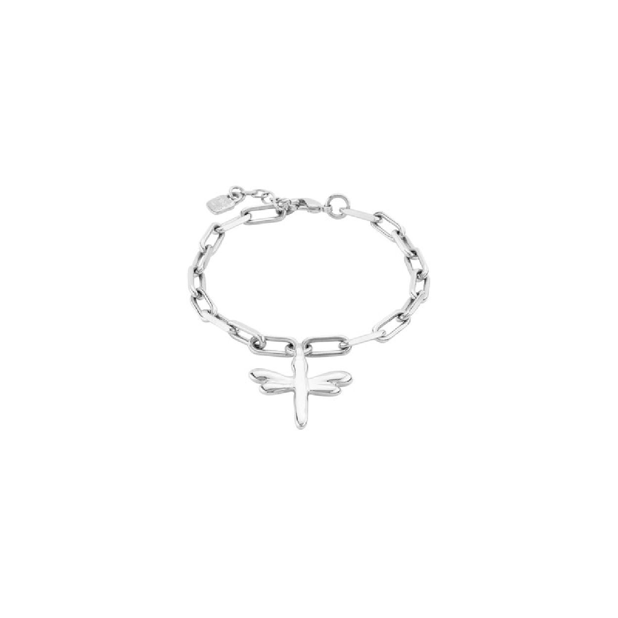 Deze armband is van het merk UNO de 50. De armband is gemaakt van edelmetaal en is zilver van kleur.