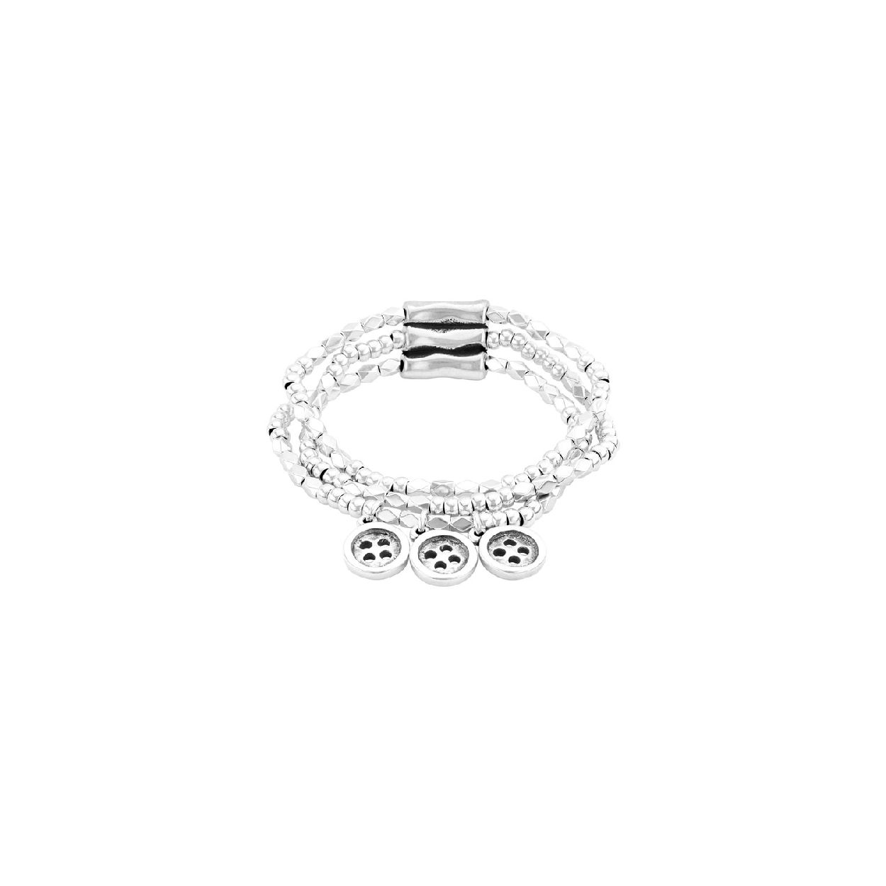 Deze armband is van het merk UNO de 50. De armband is gemaakt van edelmetaal en is zilver van kleur.