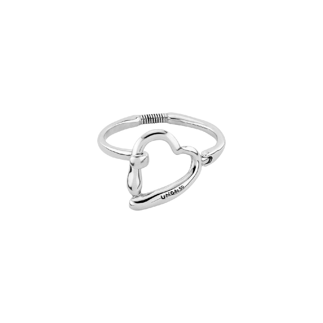 Deze armband is van het merk UNO de 50. De armband is gemaakt van edelmetaal en is zilver van kleur.