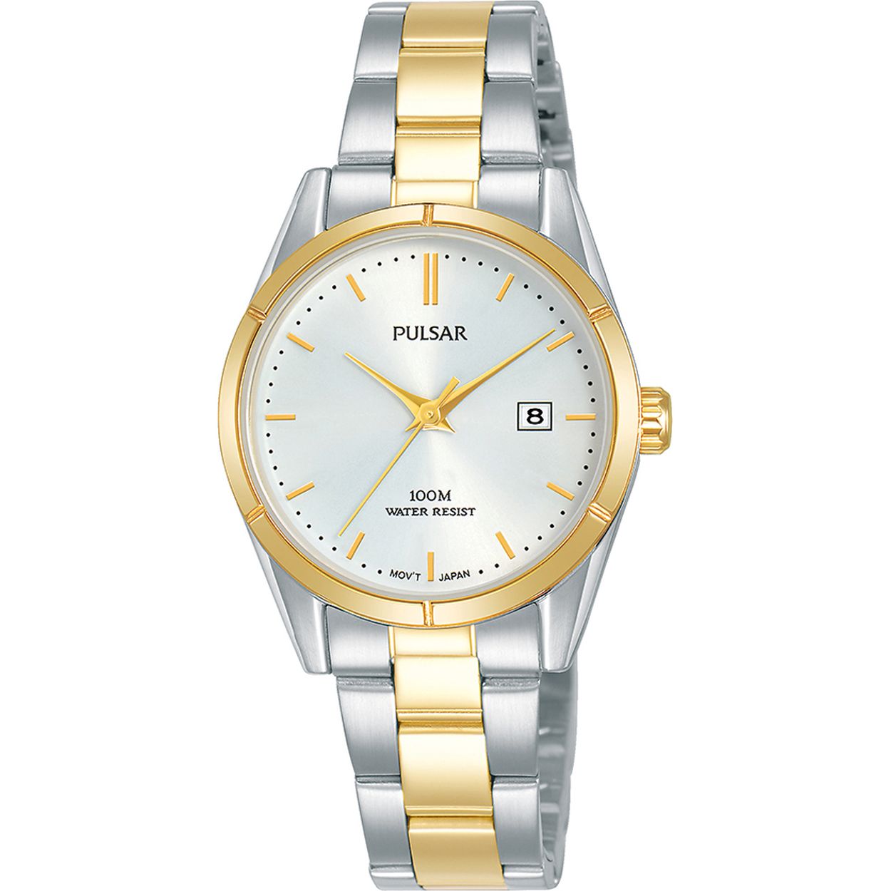 Pulsar bi-color dames horloge geel/staal 100 m waterresistant