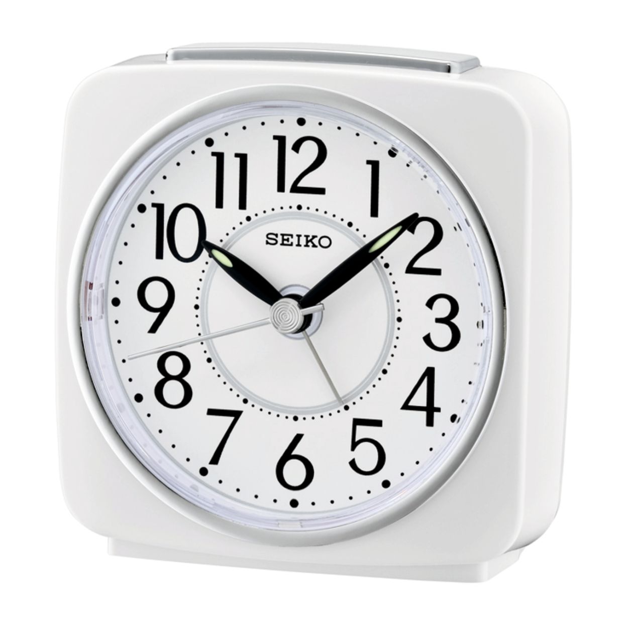 Deze wekker is van het merk Seiko. De wekker heeft een lengte van 91 millimeter, een hoogte van 88 millimeter en een dikte van 41 millimeter. De wekker is wit van kleur.