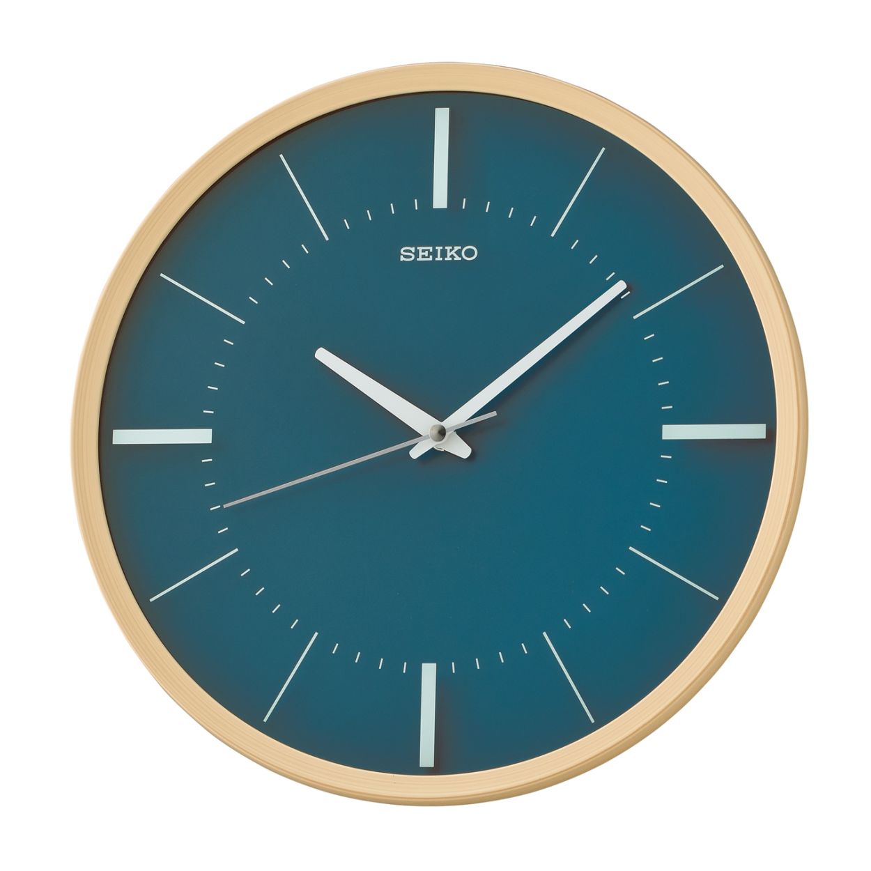 seiko wandklok, qaurtz, grijsblauwe wijzerplaat met index