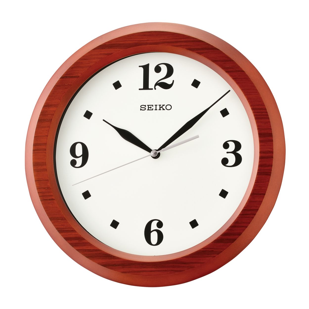Deze wekker is van het merk Seiko. De wekker heeft een lengte van 295 millimeter, een hoogte van 295 millimeter en een dikte van een onbekend aantal millimeter. De wekker is bruin van kleur.