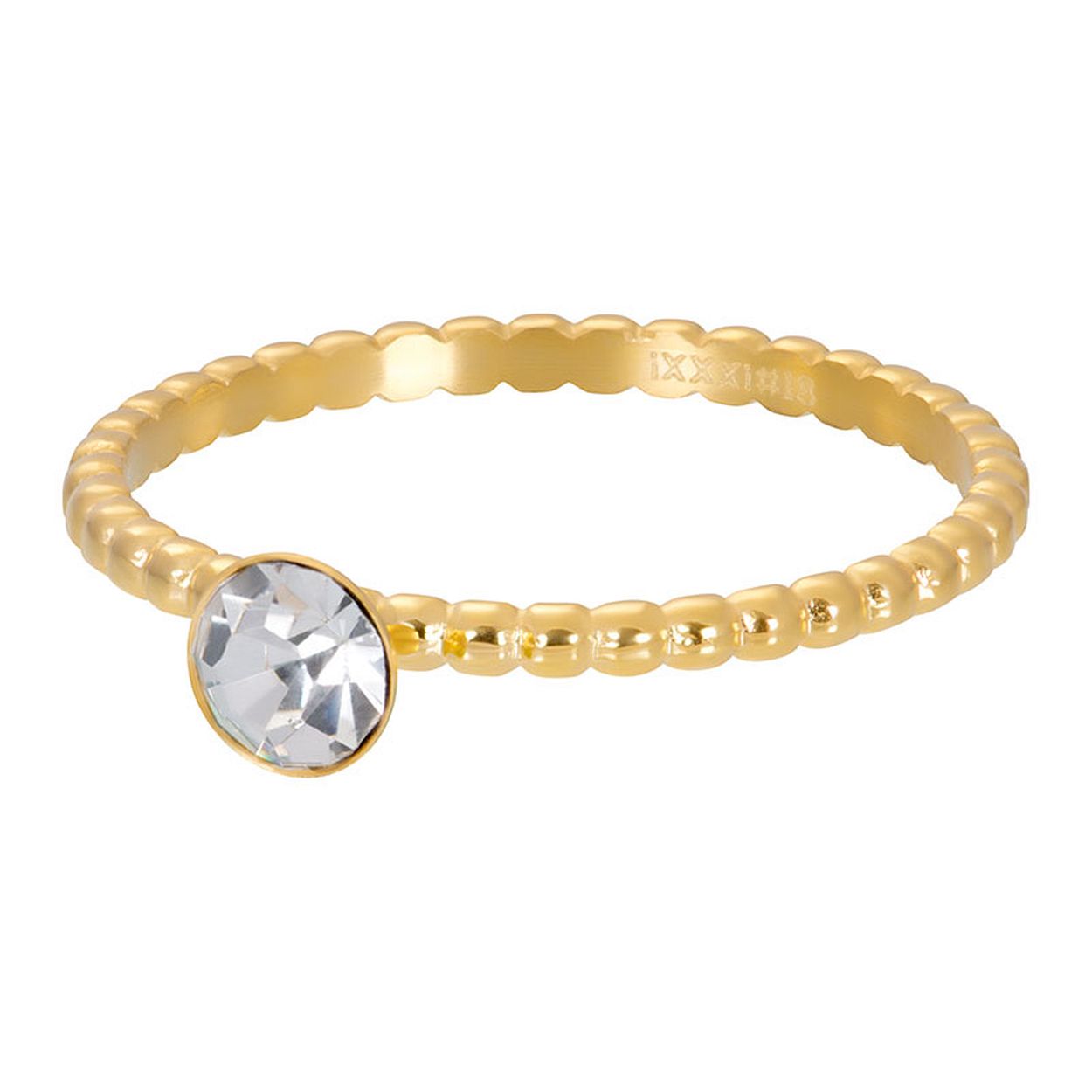 Deze Vulring van het merk iXXXi is in de kleur goud. iXXXi Ball With Crystal Stone R02818-01