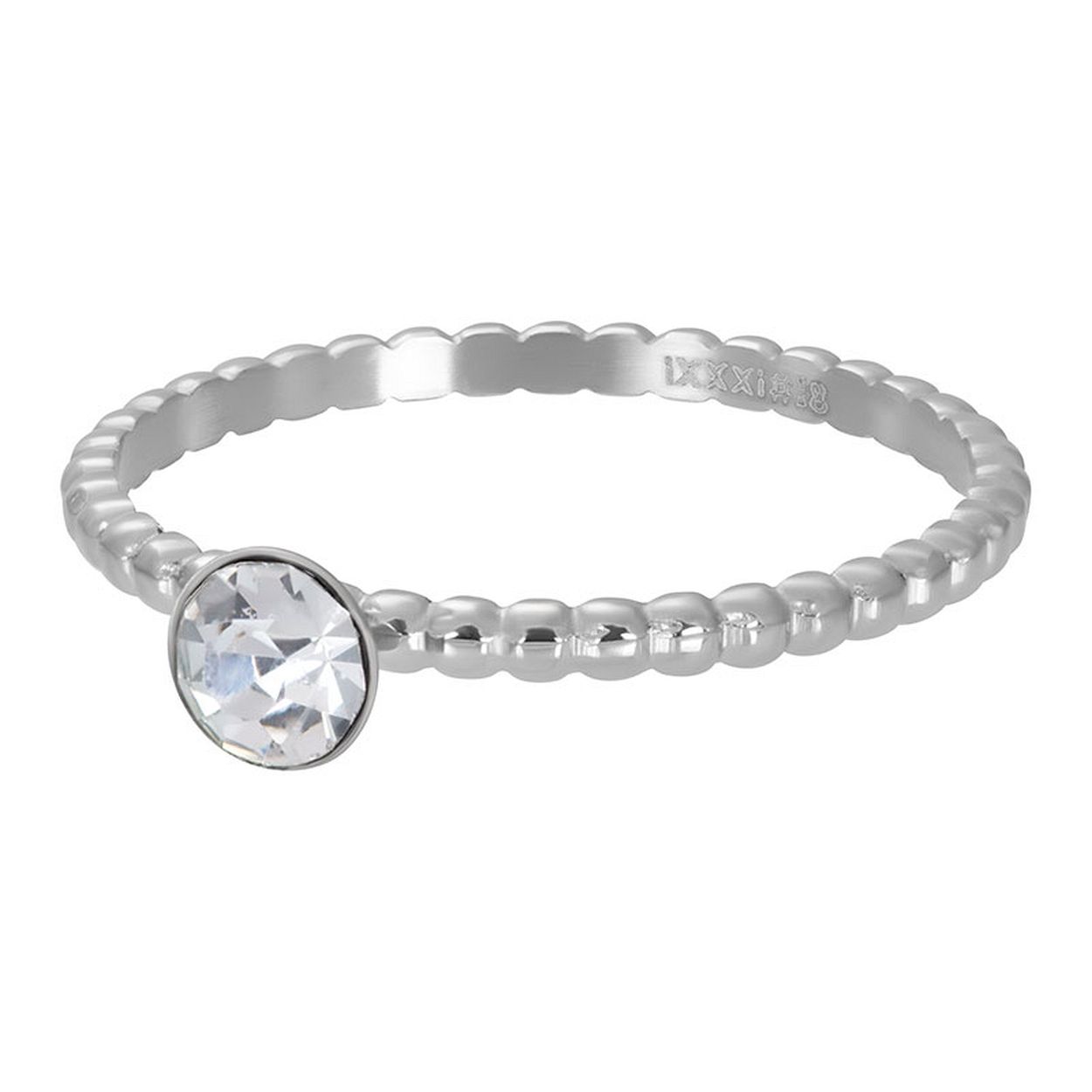 Deze Vulring van het merk iXXXi is in de kleur zilver. iXXXi Ball With Crystal Stone R02818-03