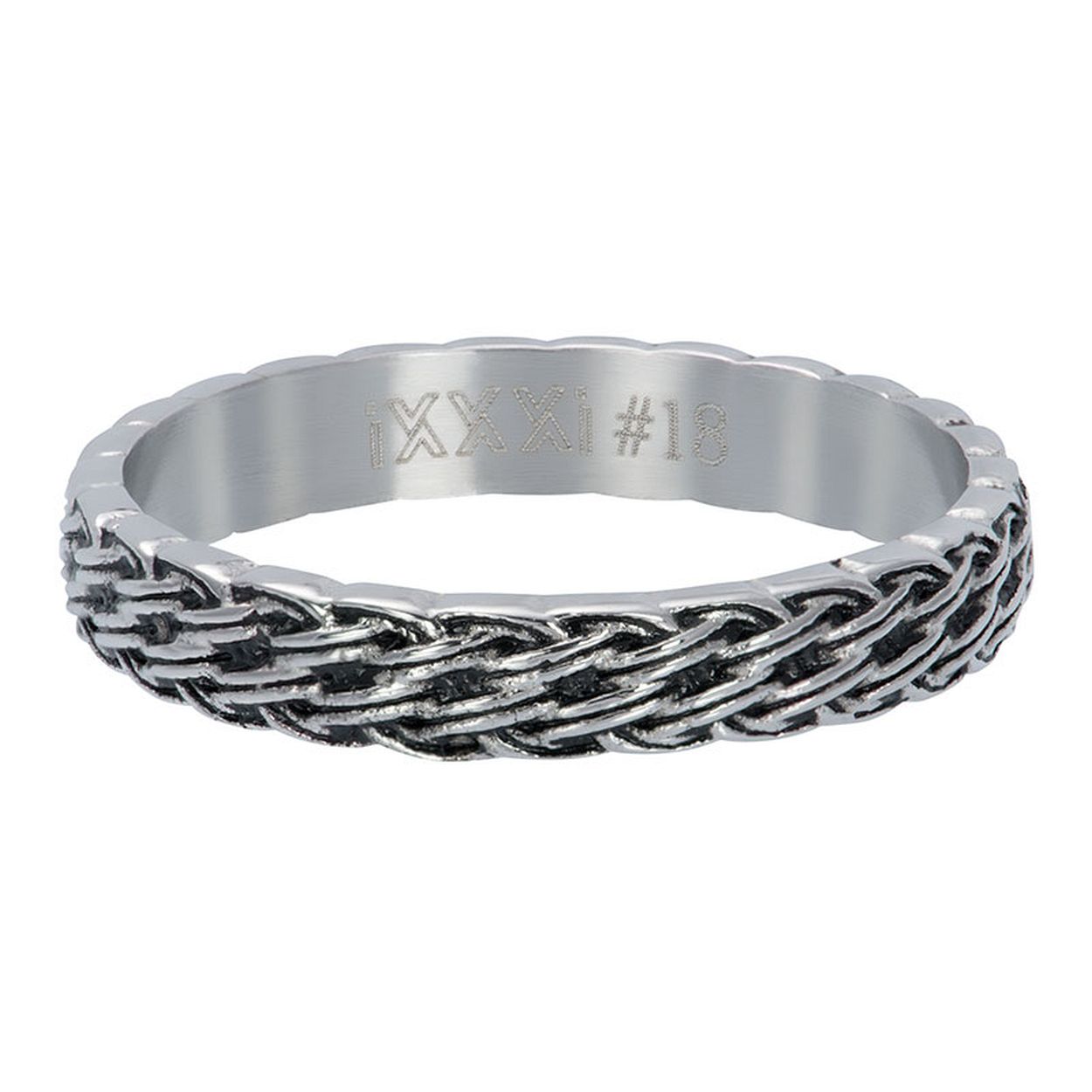 Deze Vulring van het merk iXXXi is in de kleur zilver opgevuld met zwart. iXXXi Lucky knot R05103-18