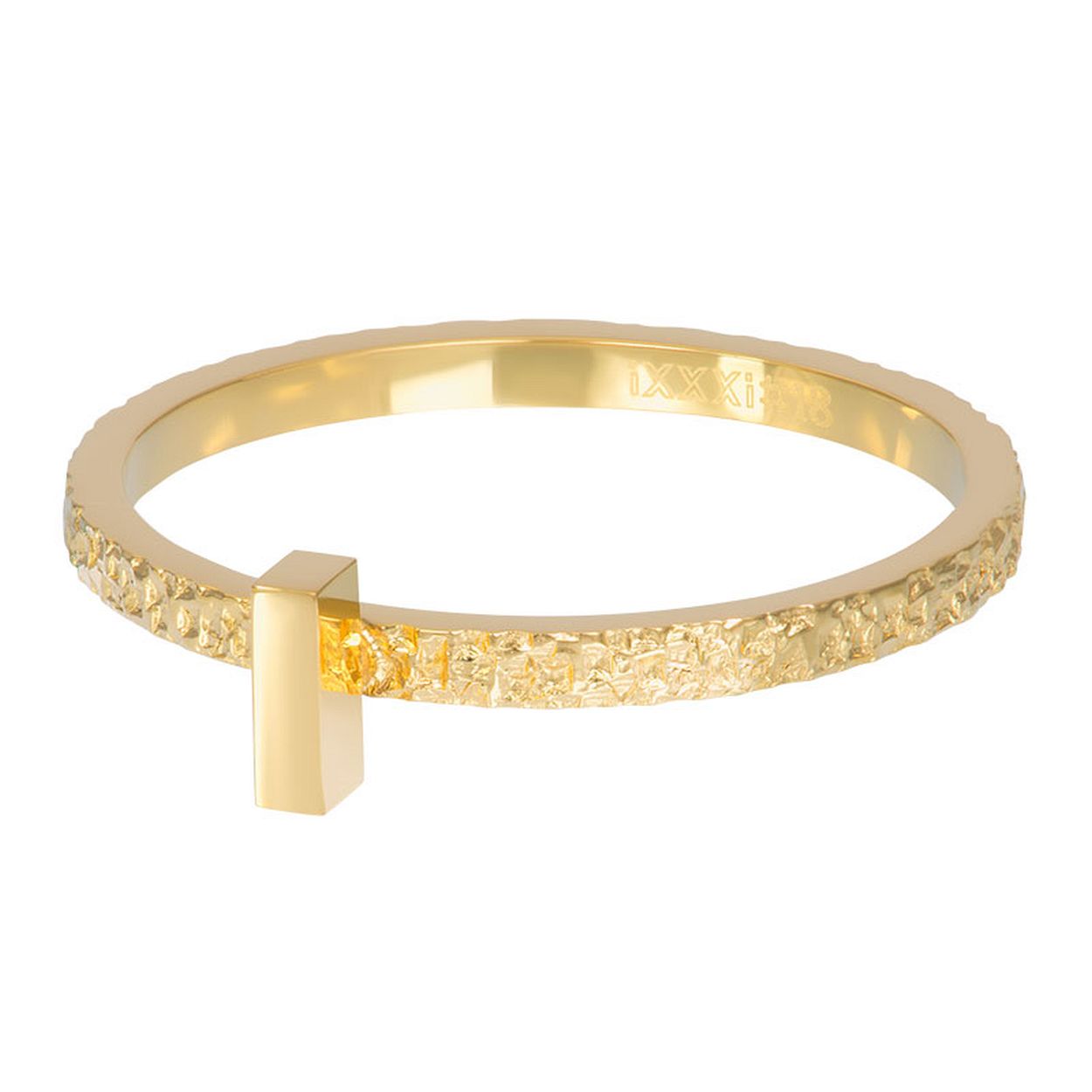 Deze ring is van het merk iXXXi JEWELRY. Het is een damessieraad gemaakt van edelstaal. De ring is goud van kleur.