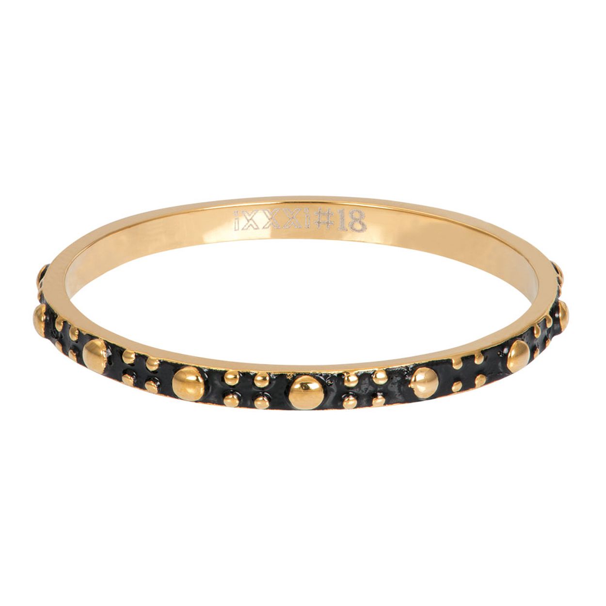 Dit is een goudkleurige ring in maat 18 uit de collectie Flow