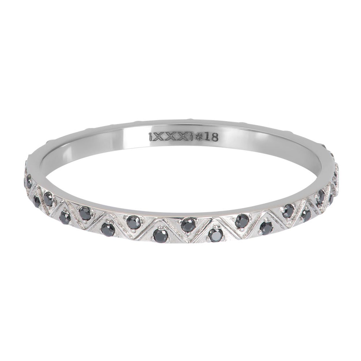 Dit is een zilverkleurige ring in maat 19 uit de collectie Bohemian Black