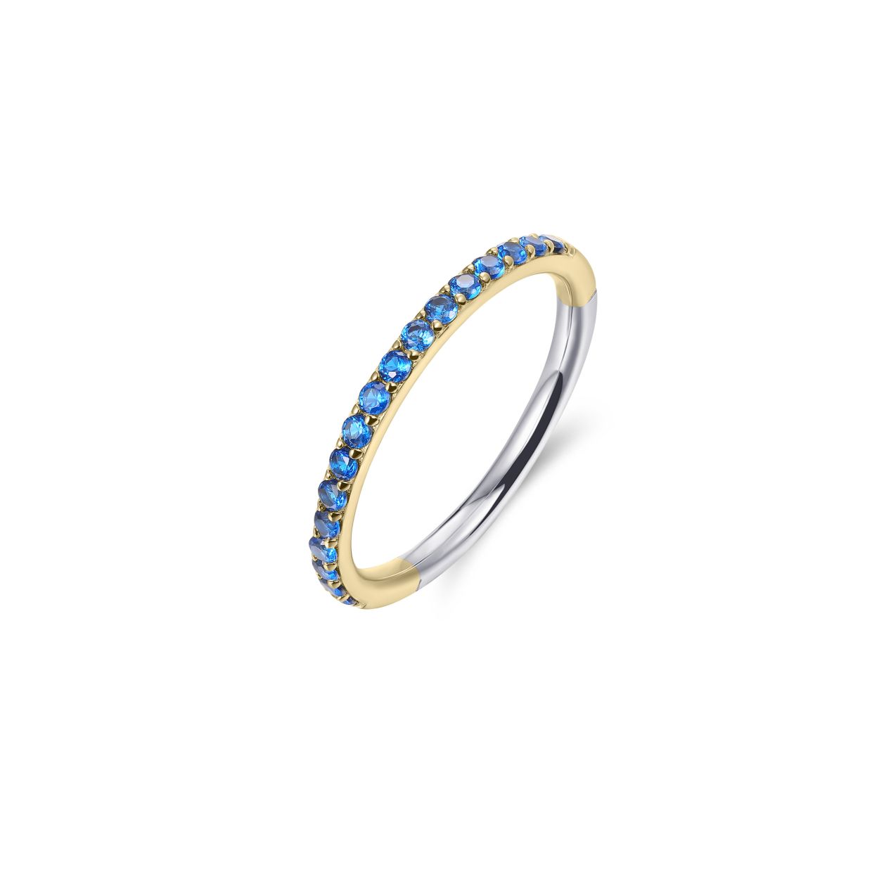 VERGULDEN RING BLAUWE ZIRKONIA