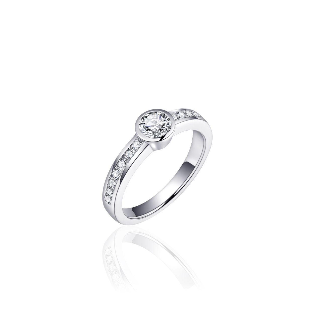 R071-58 Zilveren Gisser dames ring met zirkonia maat 18.5